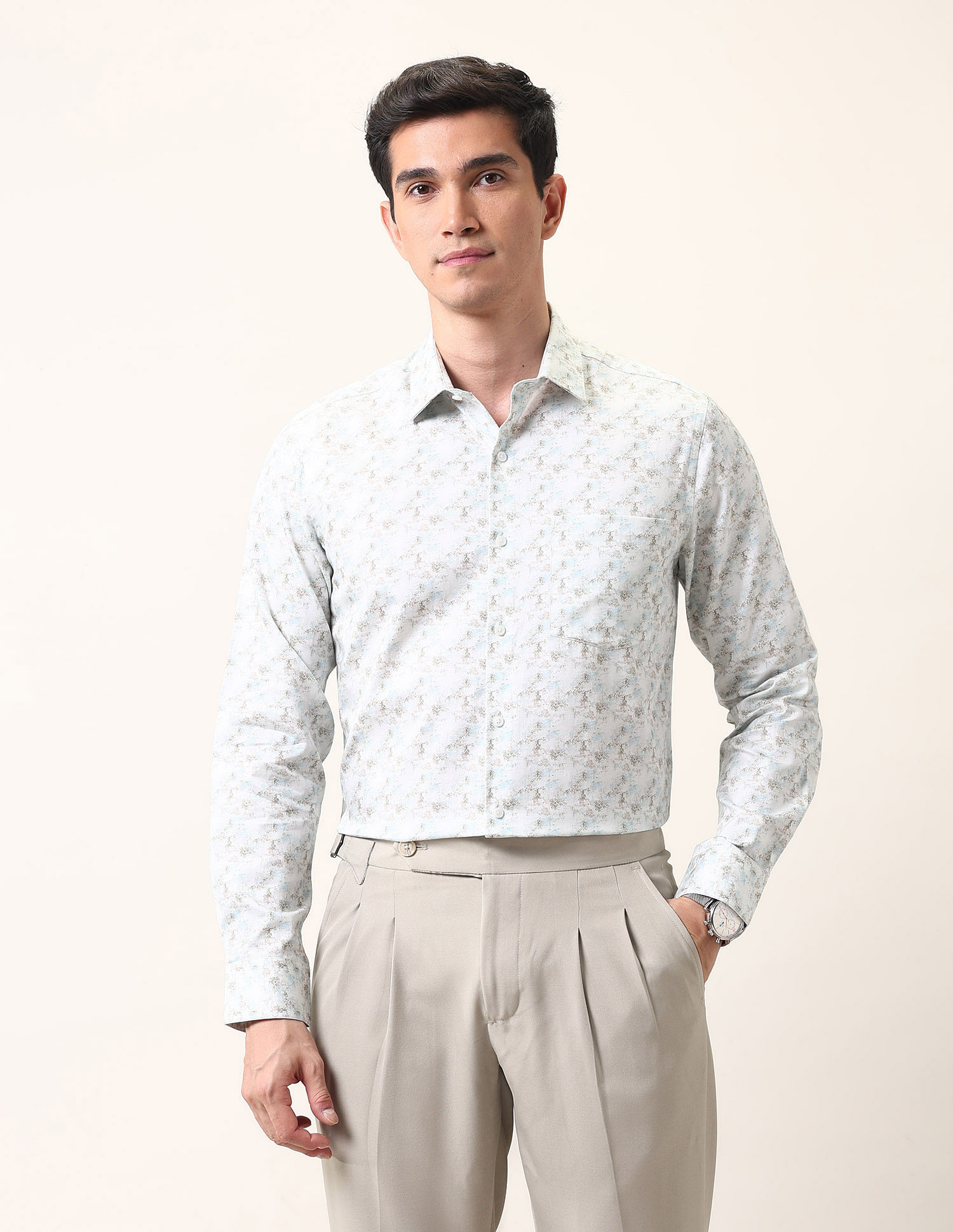 Arrow Liberty Classic Fit All Over Printed Ceremonial Shirt