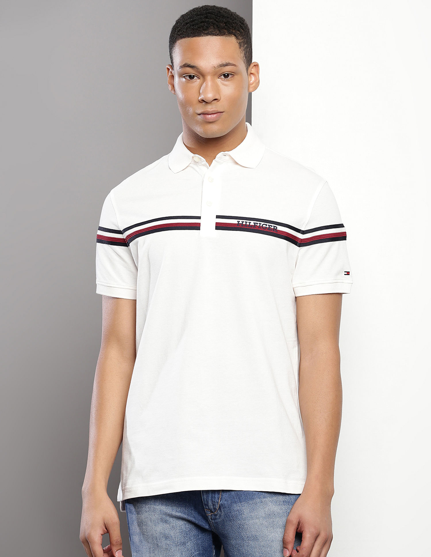 Tommy Hilfiger Transitional Cotton Brand Stripe Polo Shirt