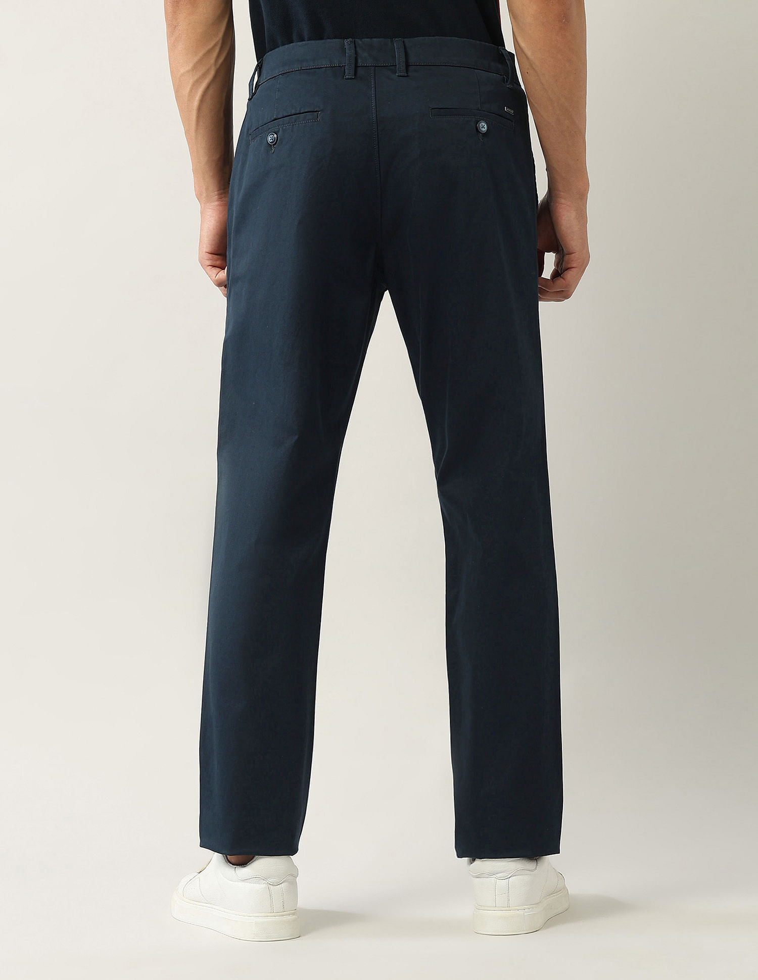 Arrow Sport Regular Fit Solid Mid Rise Trousers