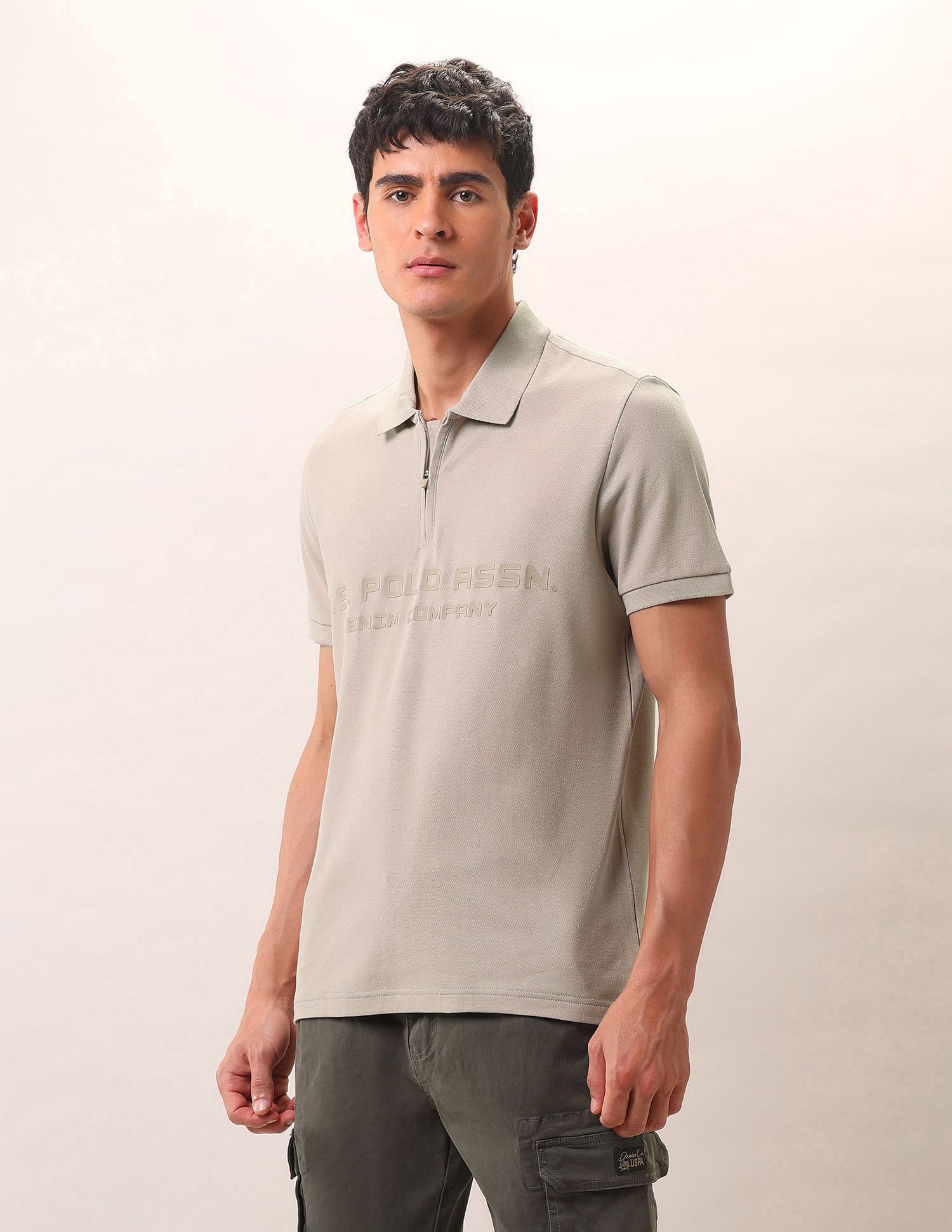 U.S. Polo Assn. Denim Co. Brand Embossed Pure Cotton Polo Shirt