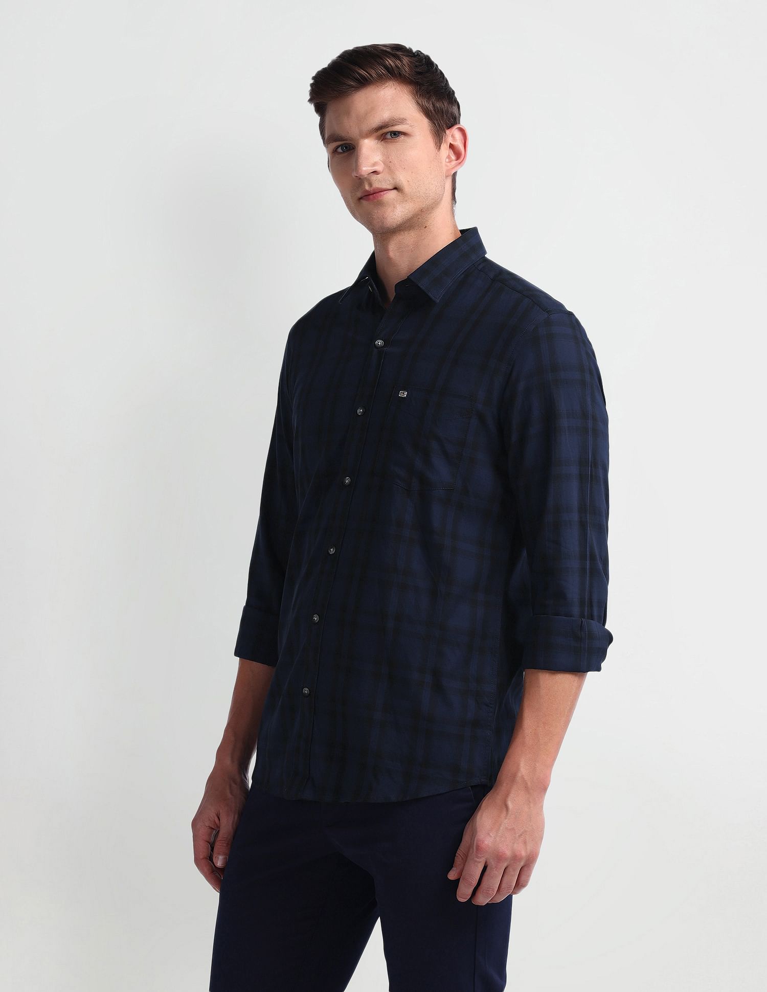 Arrow Sport Tartan Check Manhattan Slim Shirt