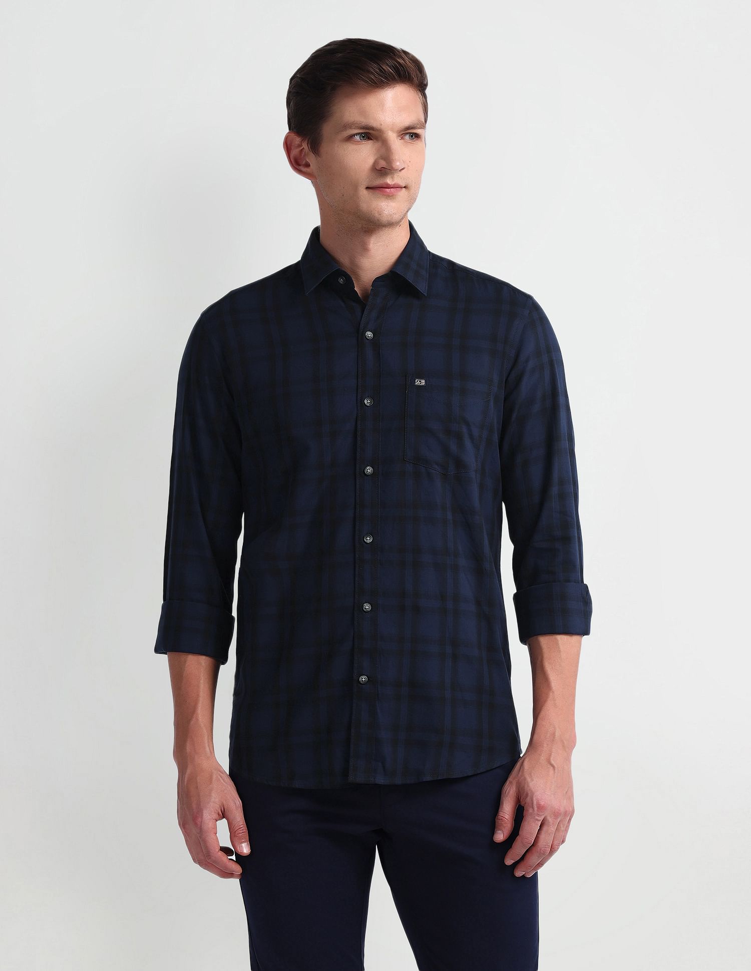 Arrow Sport Tartan Check Manhattan Slim Shirt