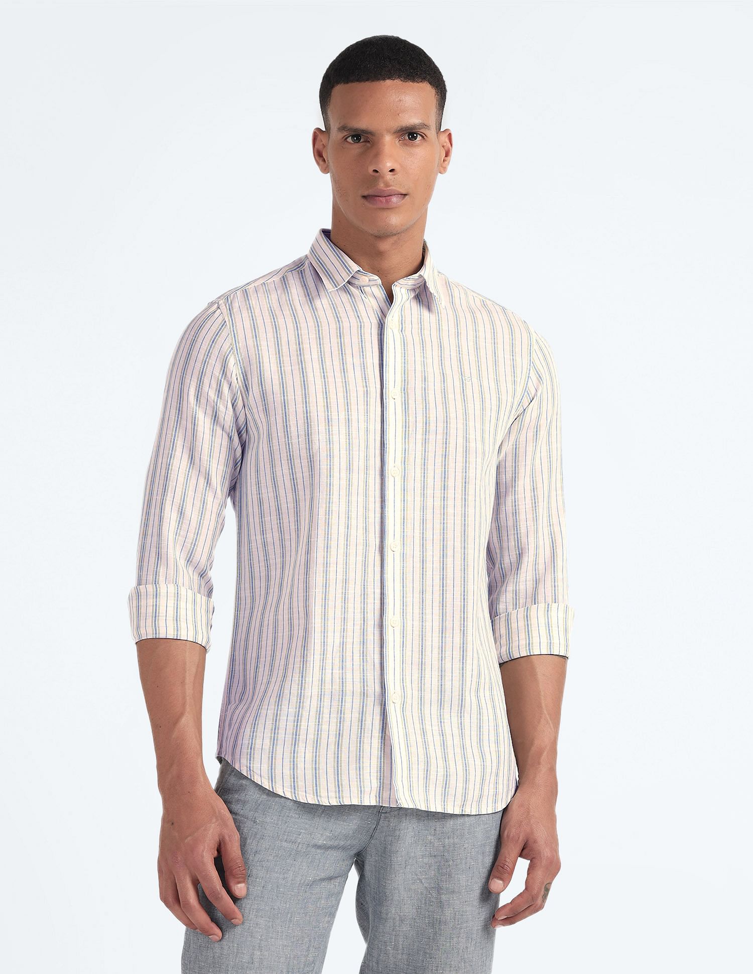 Flying Machine Tencel Hemp Cotton Stripe Shirt