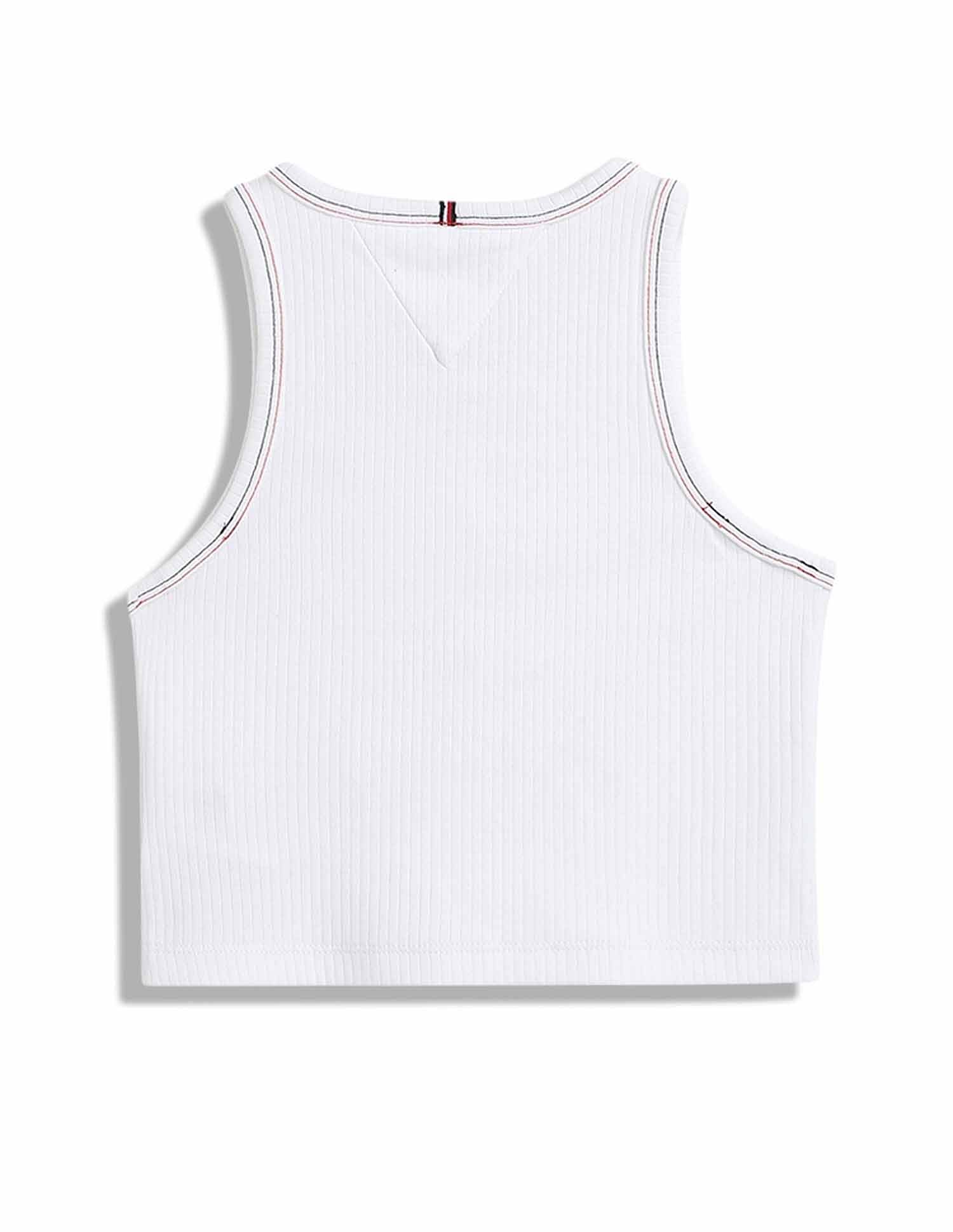 Tommy Hilfiger Kids Girls Texture Slim-Fit Cotton T-Shirt