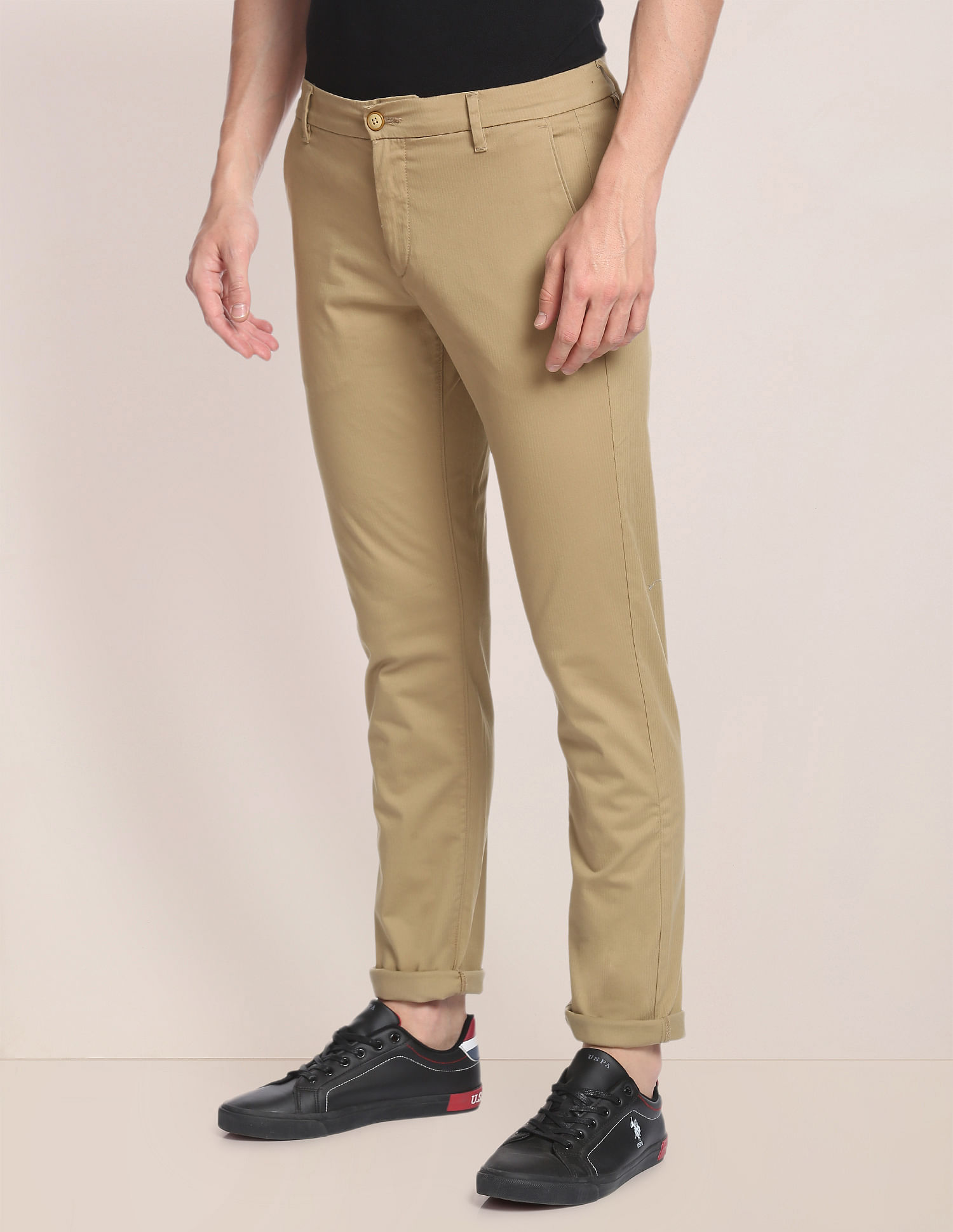 Buy US Polo Assn Flat Front Dobby Solid Casual Trousers  NNNOWcom