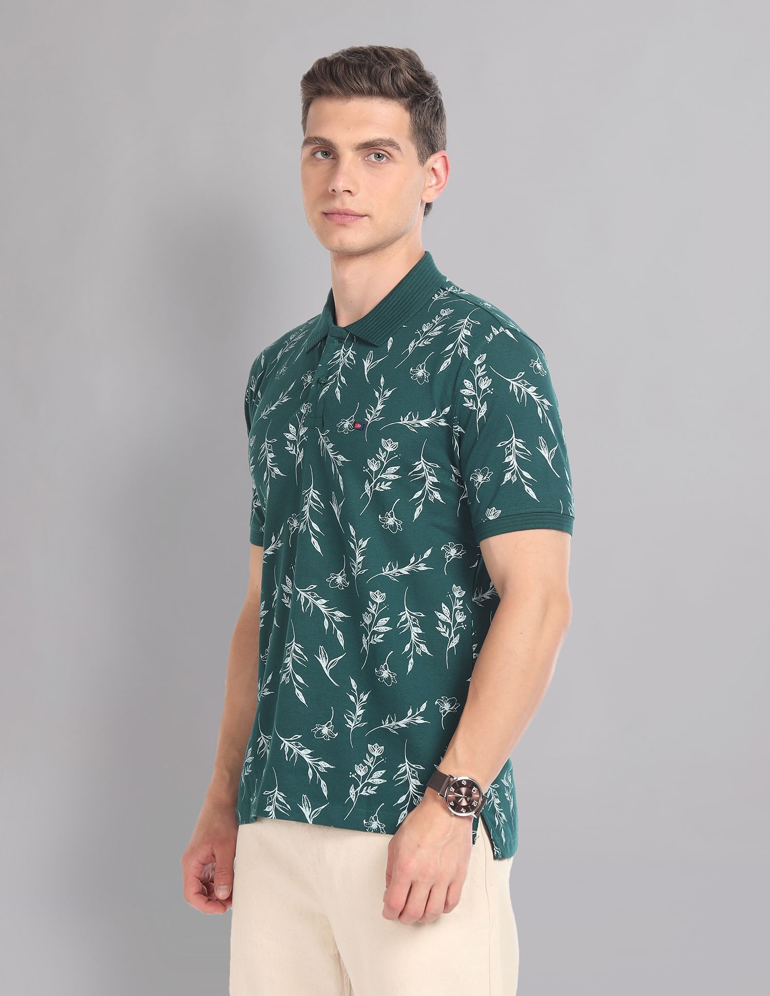 AD by Arvind Real Deal Tropical Print Polo Shirt