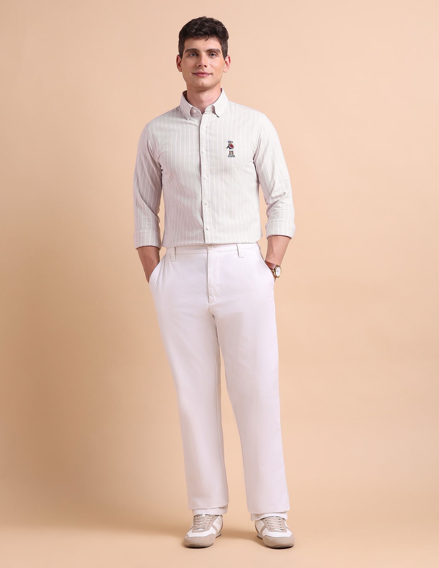 U.S. Polo Assn. Tailored Fit Vertical Striped Shirt