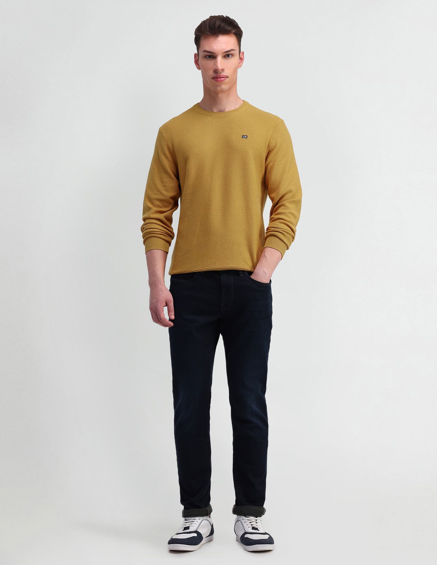 Arrow Sport Crew Neck Textured Sweater