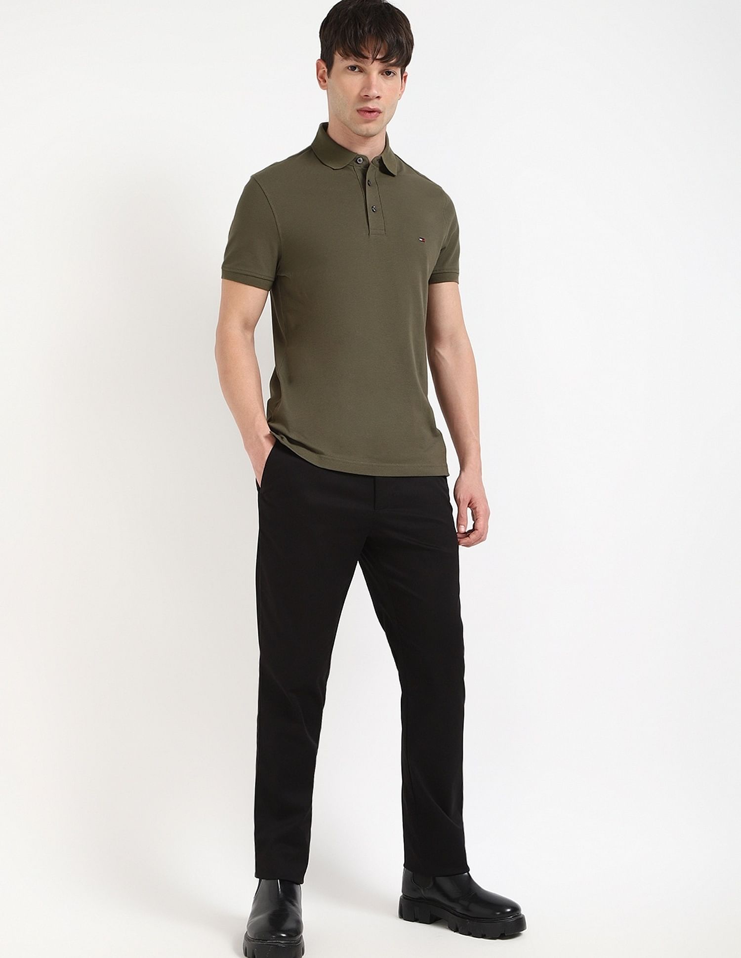 Tommy Hilfiger Solid Slim-Fit Cotton Polo Shirt