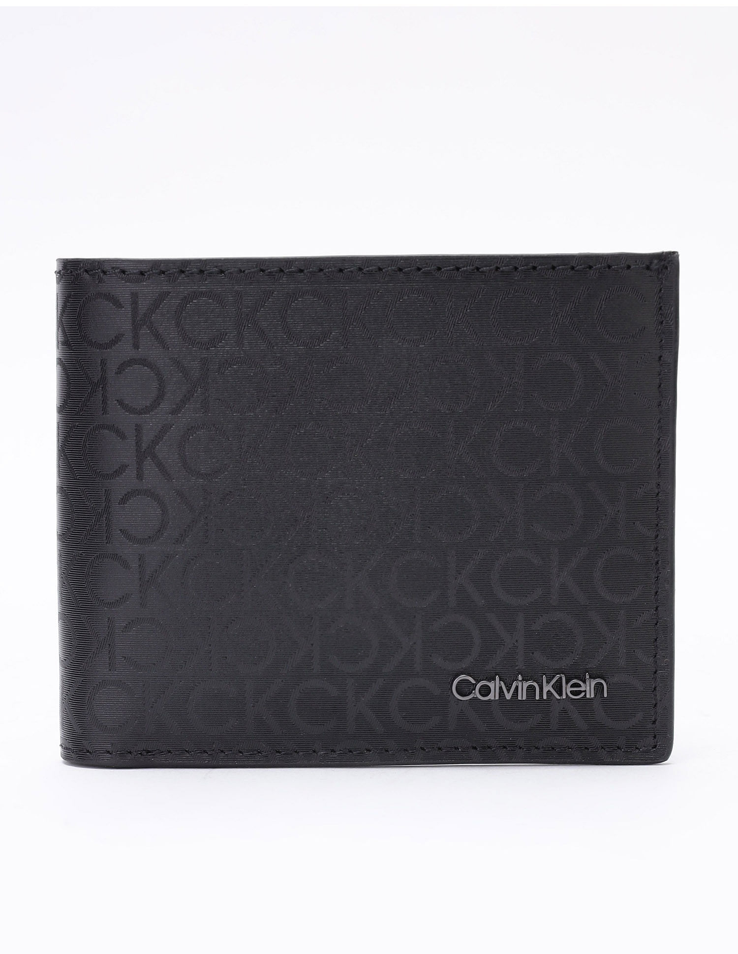 Calvin Klein Logo Black Leather Bi-Fold Wallet