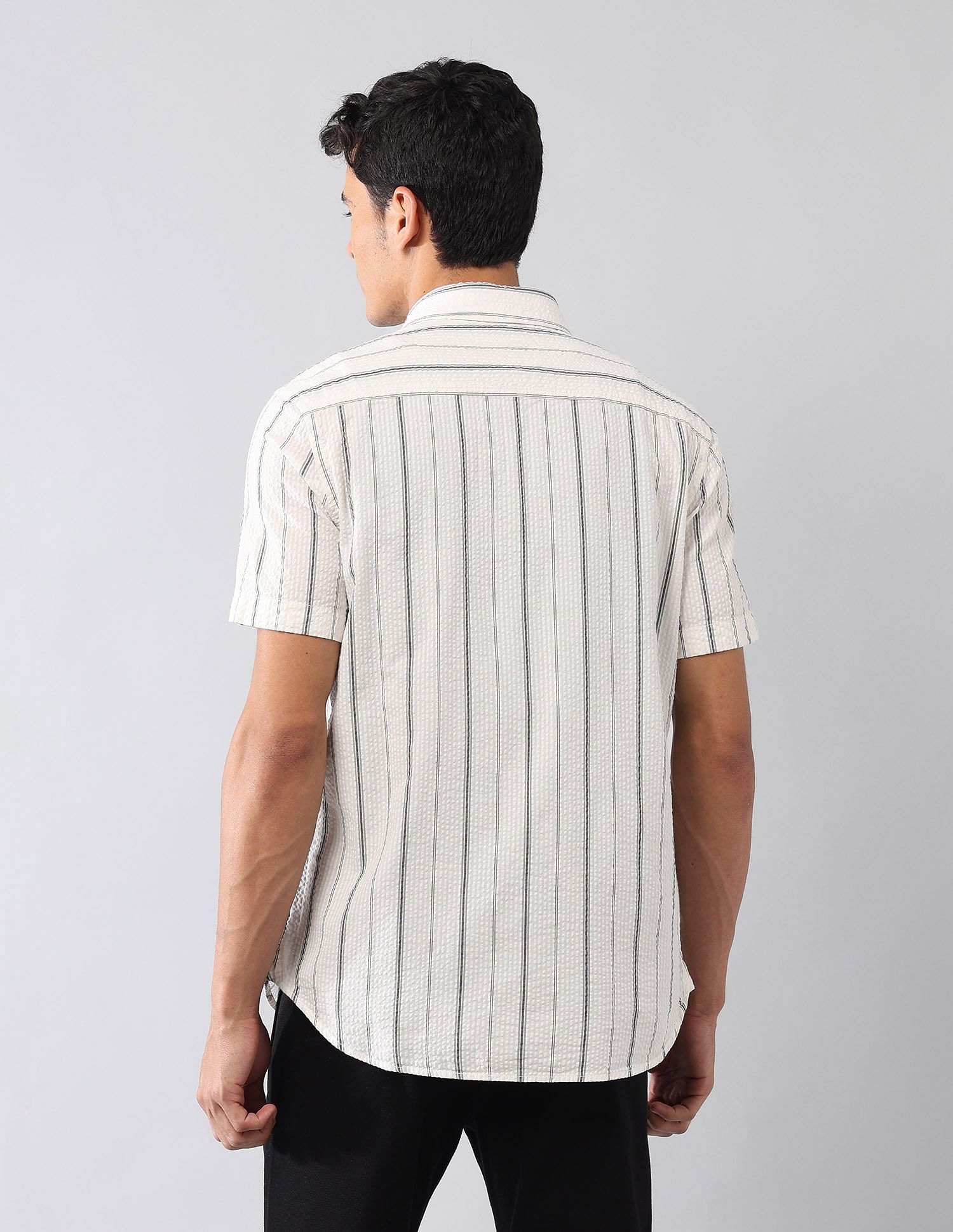 U.S. Polo Assn. Denim Co. Vertical Striped Seersucker Regular Fit Shirt
