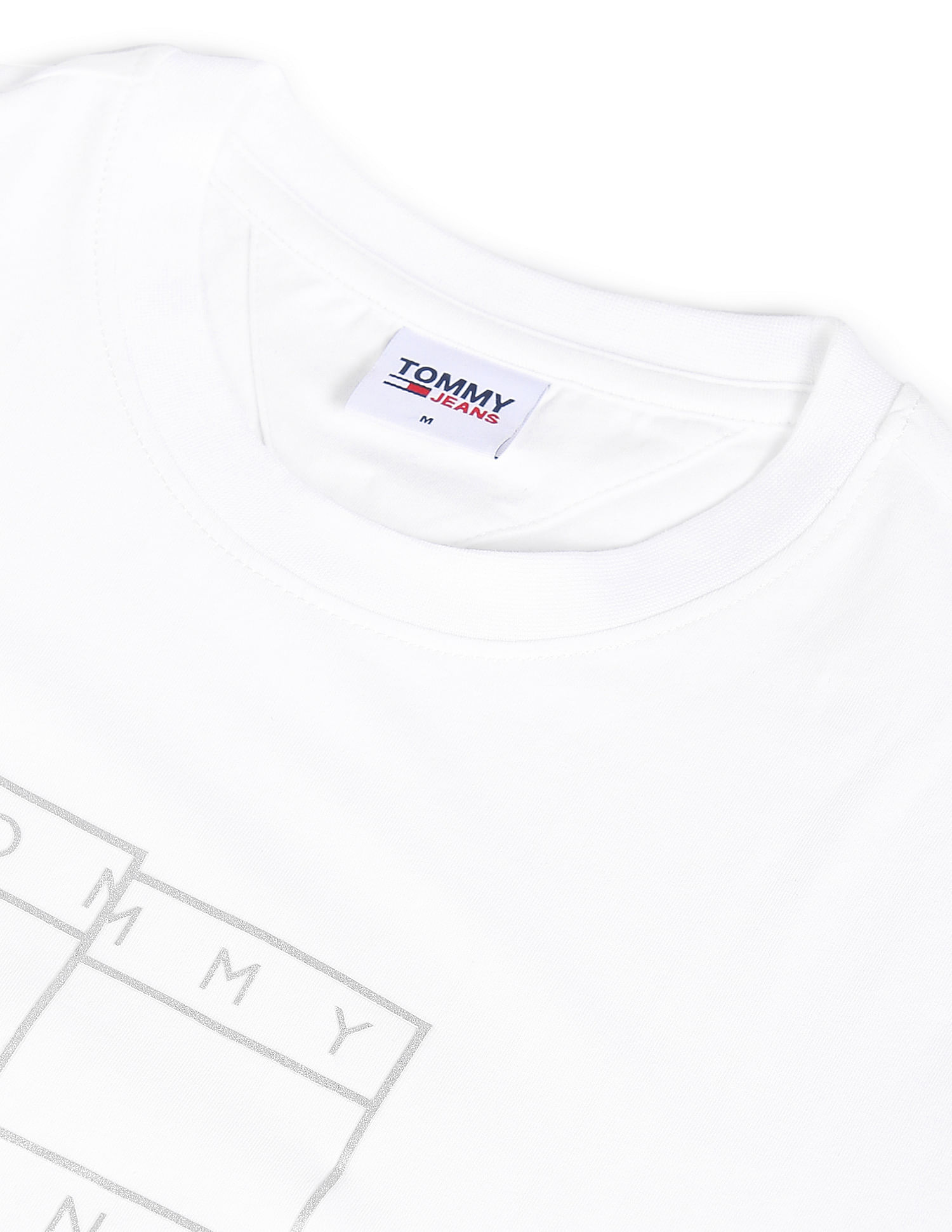 Tommy Hilfiger Men White Slim Fit Applique Flag T-Shirt
