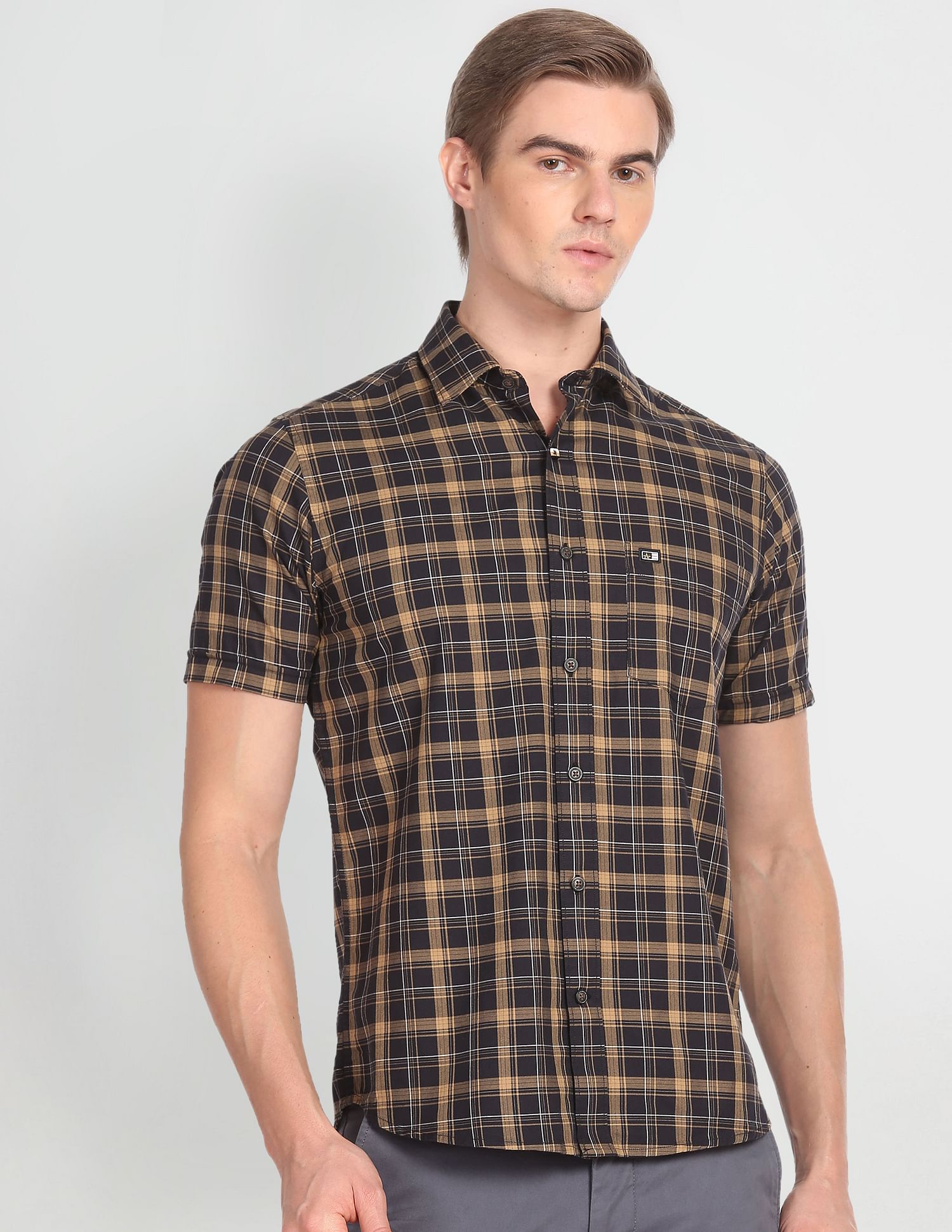 Arrow Sports Tartan Check Twill Casual Shirt