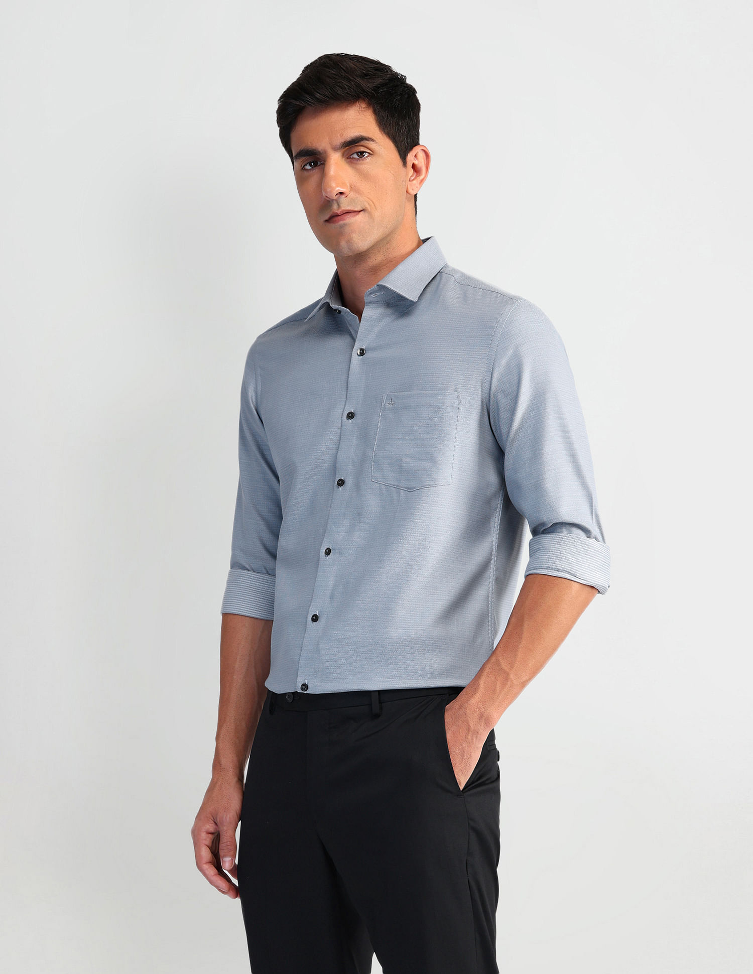 Arrow Manhattan Slim Fit Patterned Dobby Shirt