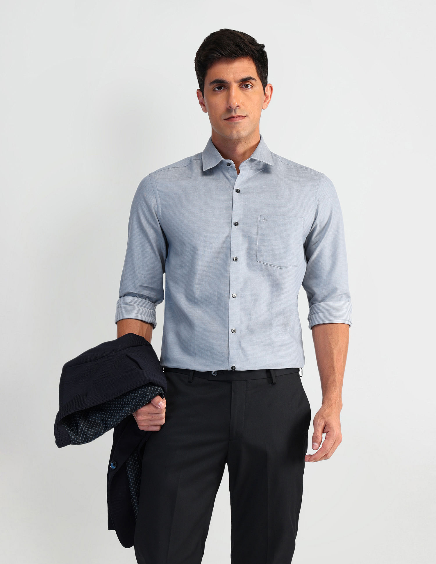 Arrow Manhattan Slim Fit Patterned Dobby Shirt