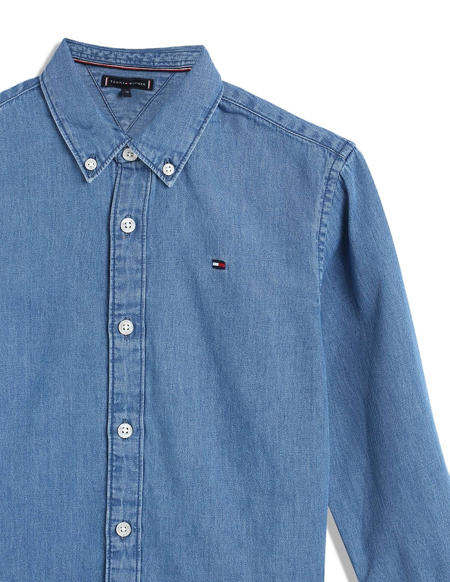 Tommy Hilfiger Kids Boys Solid Regular-Fit Cotton Shirt