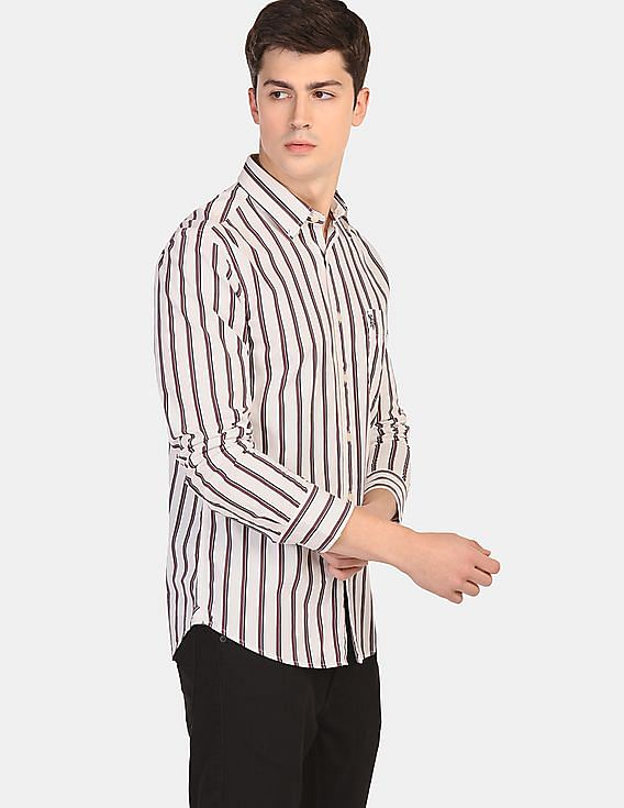 us polo white striped shirt