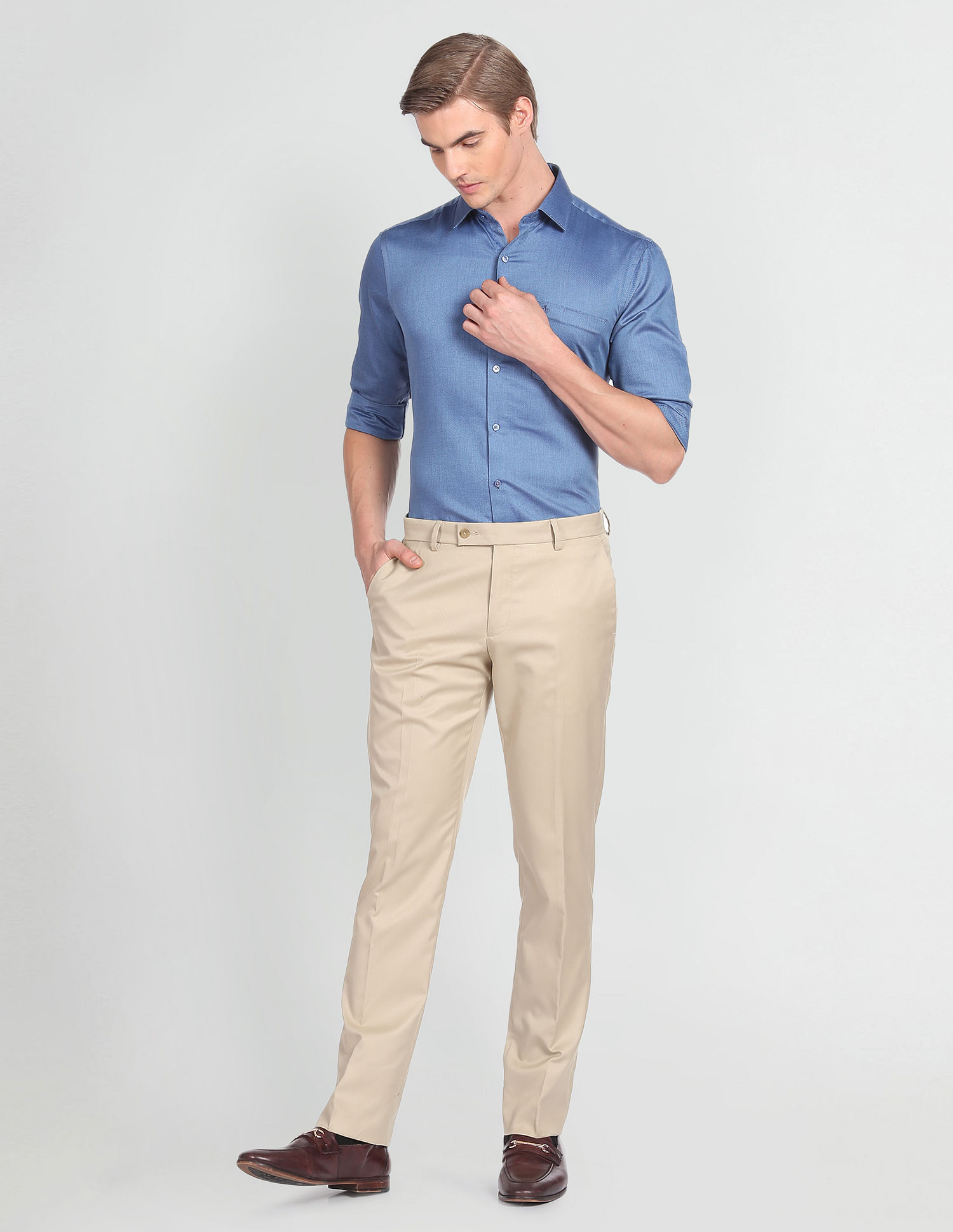 Arrow Patterned Dobby Cotton Formal Shirt