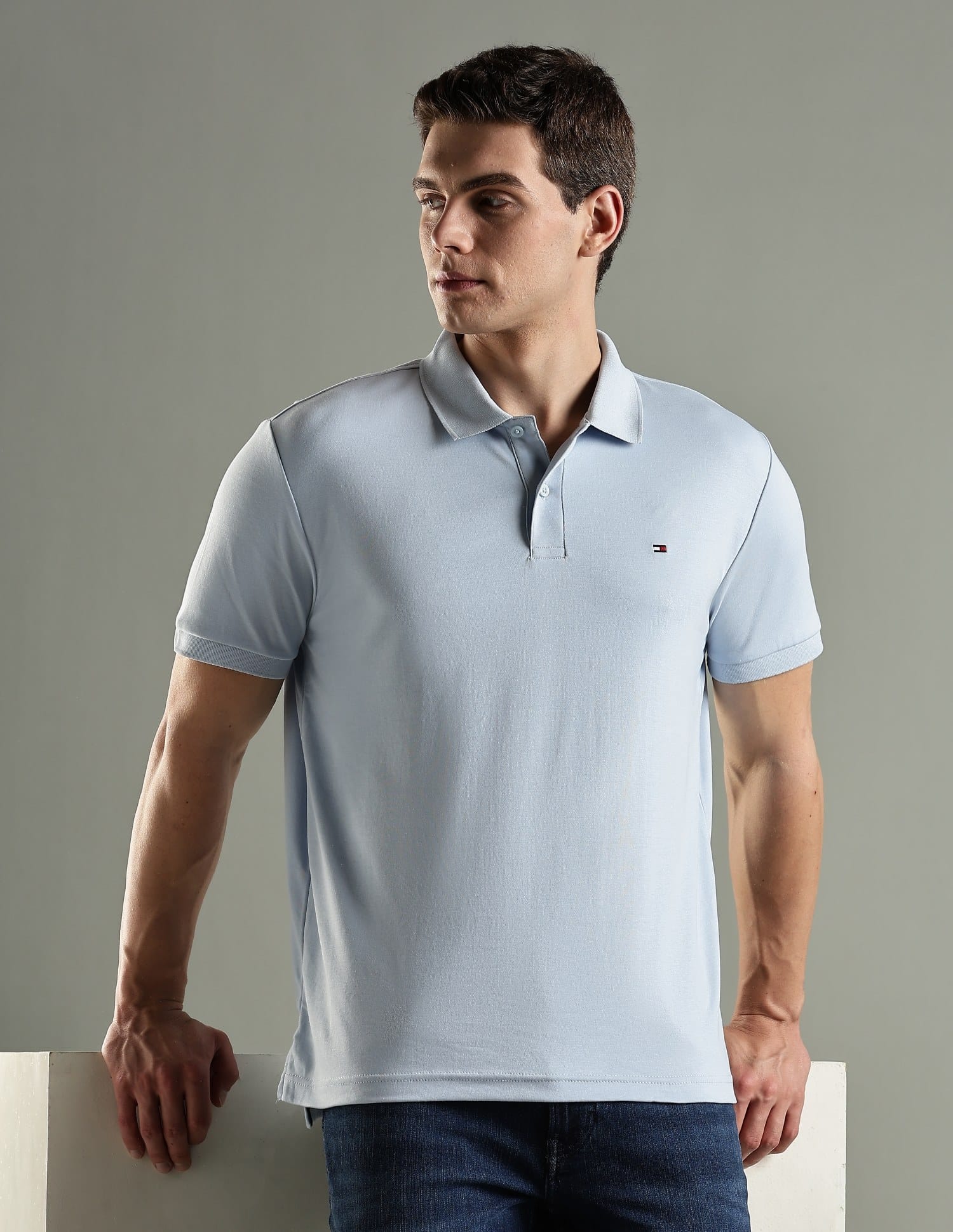 Buy Tommy Hilfiger F25HMKT050 LIGHT BLUE Mens T-Shirt