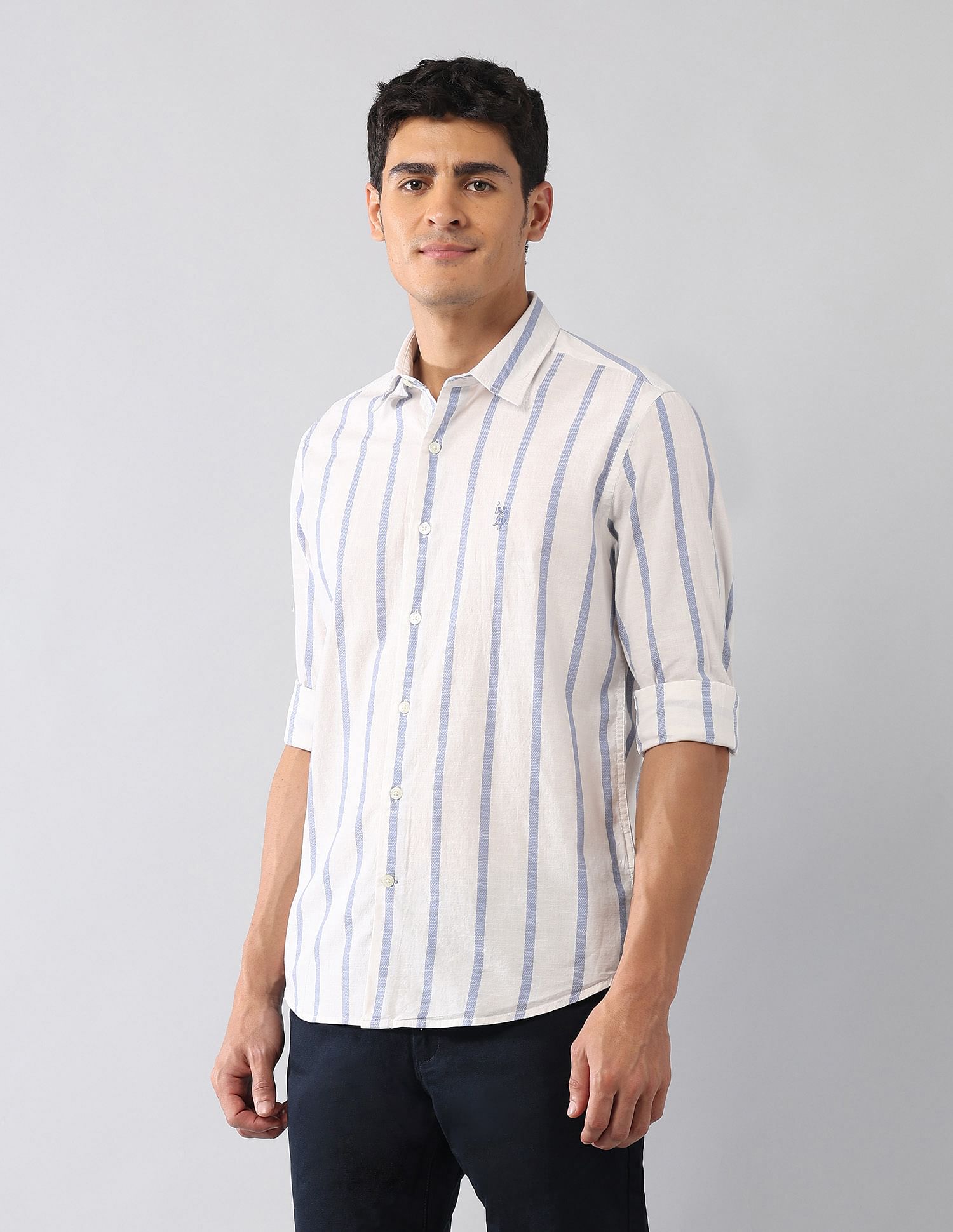 U.S. Polo Assn. Denim Co. Vertical Striped Dobby Regular Fit Shirt