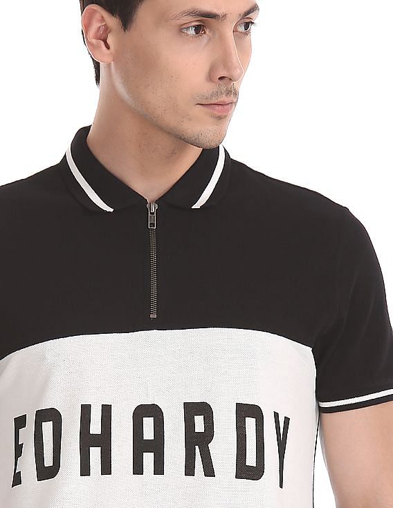 Slim Fit Polo T-Shirt with Contrast Panels