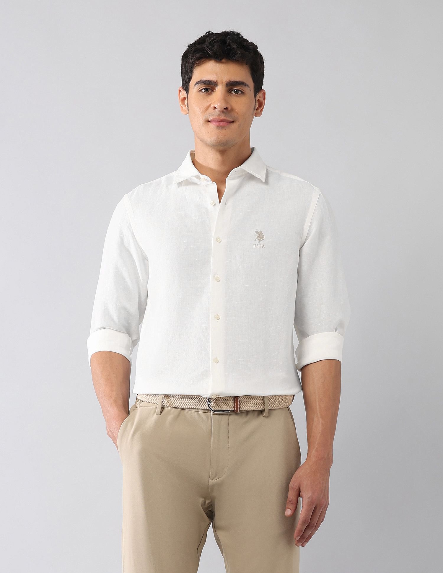 U.S. Polo Assn. Denim Co. Solid Poplin Regular Fit Shirt