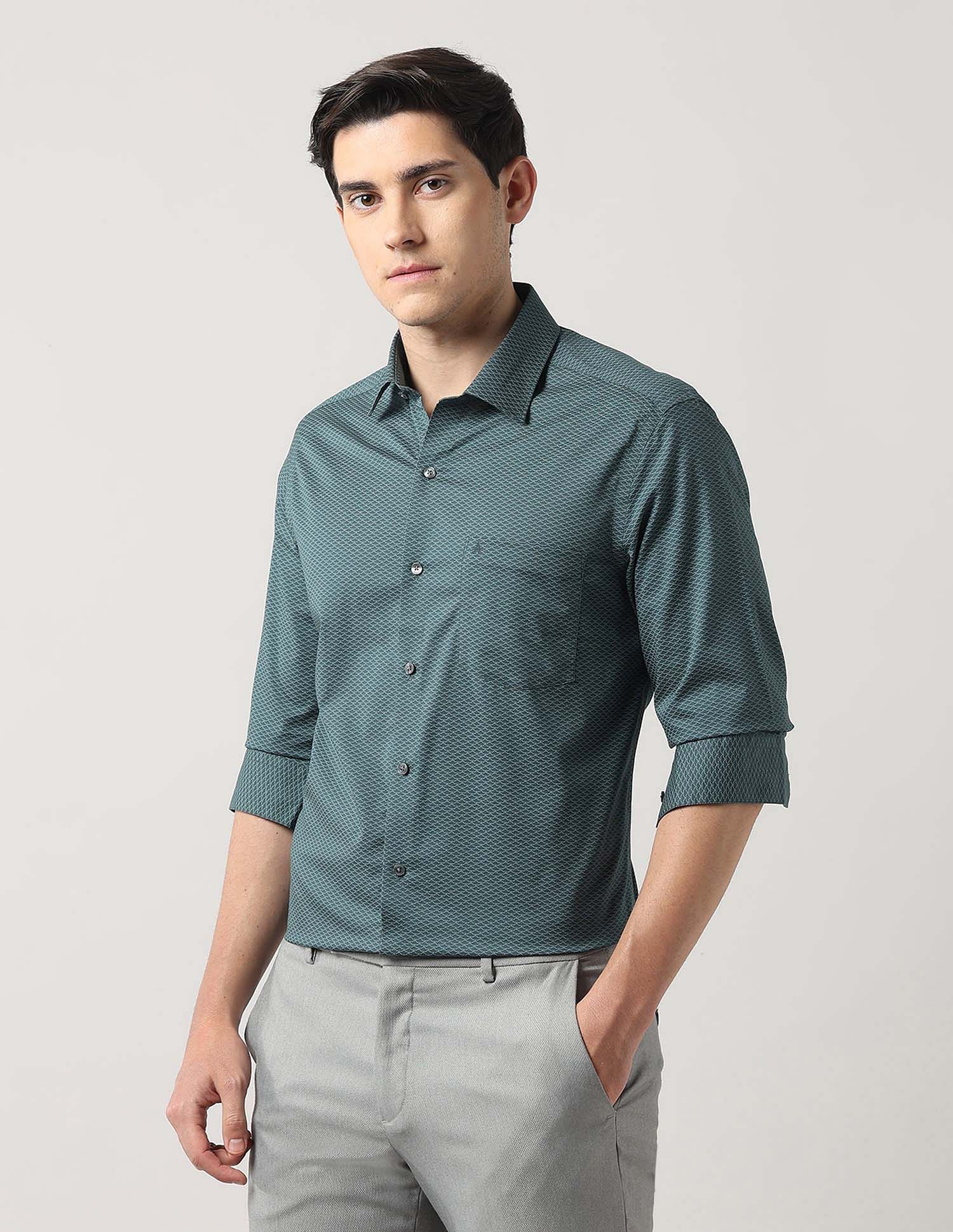Arrow Geometric Printed Manhattan Slim Fit Autopress Shirt