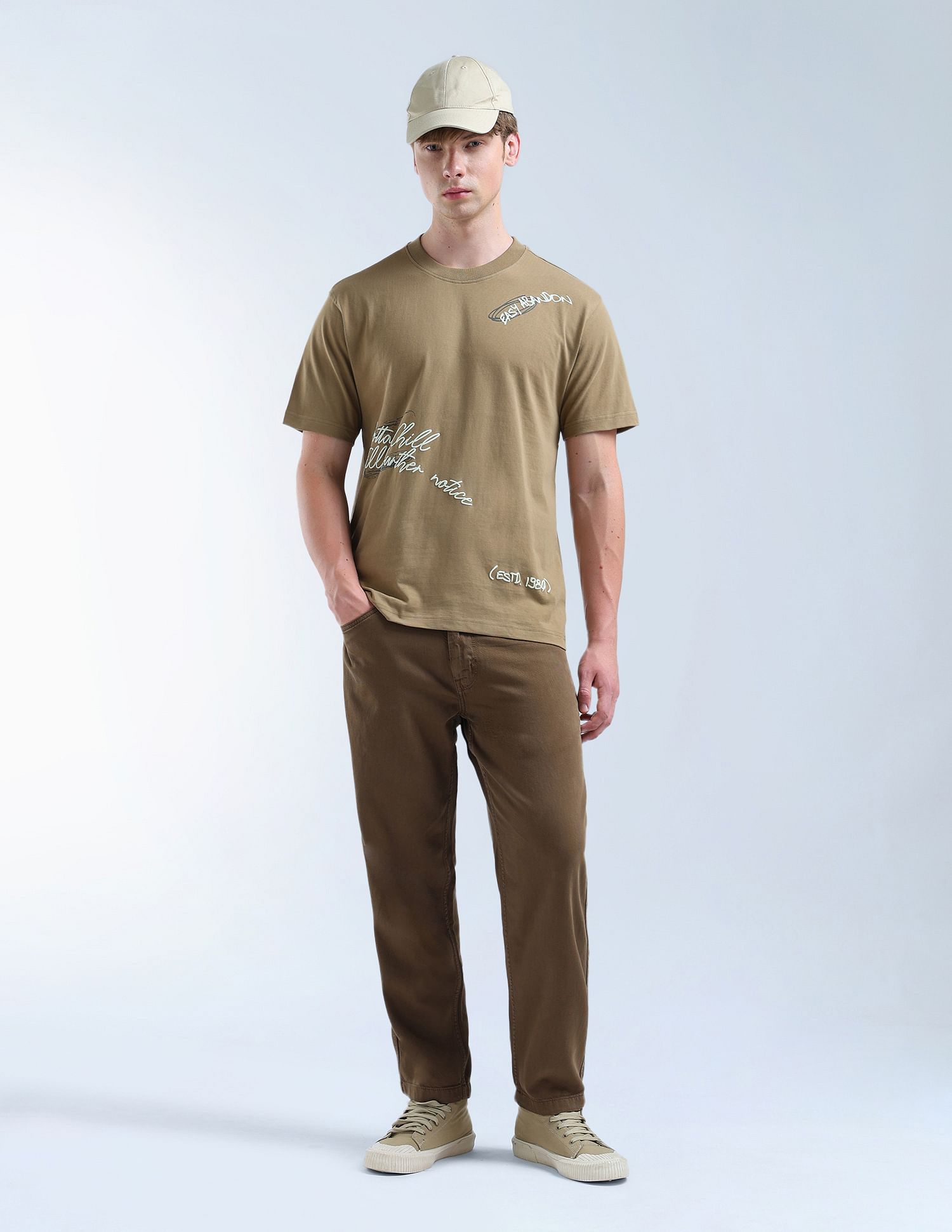 Flying Machine Relaxed Fit Typographic Printed T-Shirt