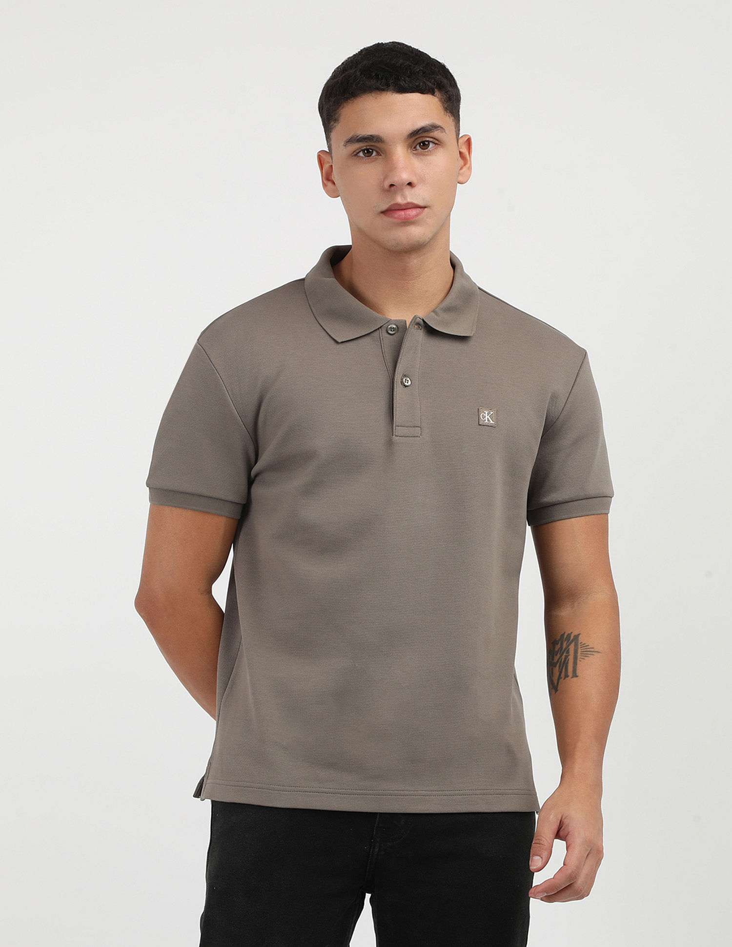 Calvin Klein Solid Badge Logo Polo Shirt