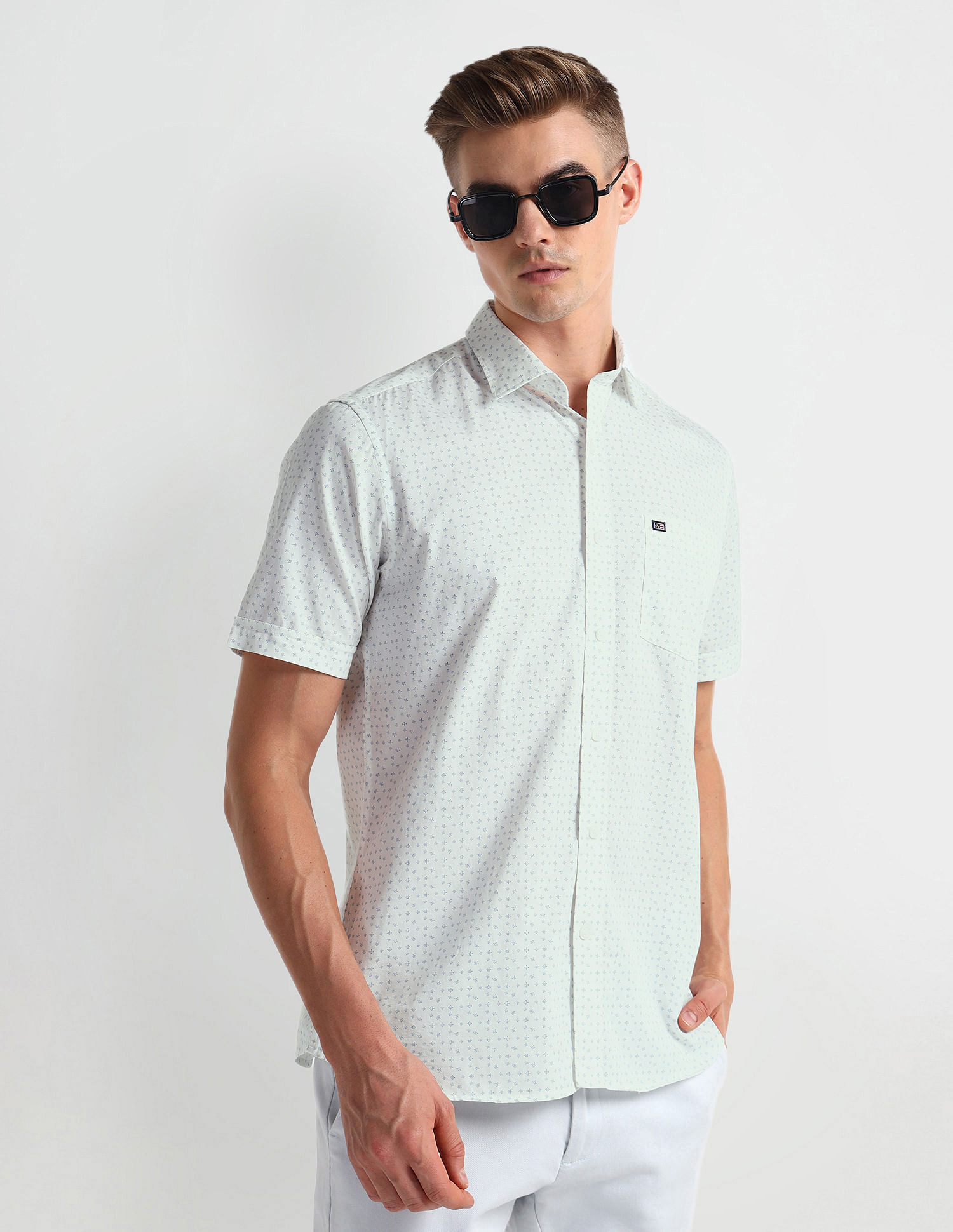 Arrow Sports Floral Print Twill Shirt