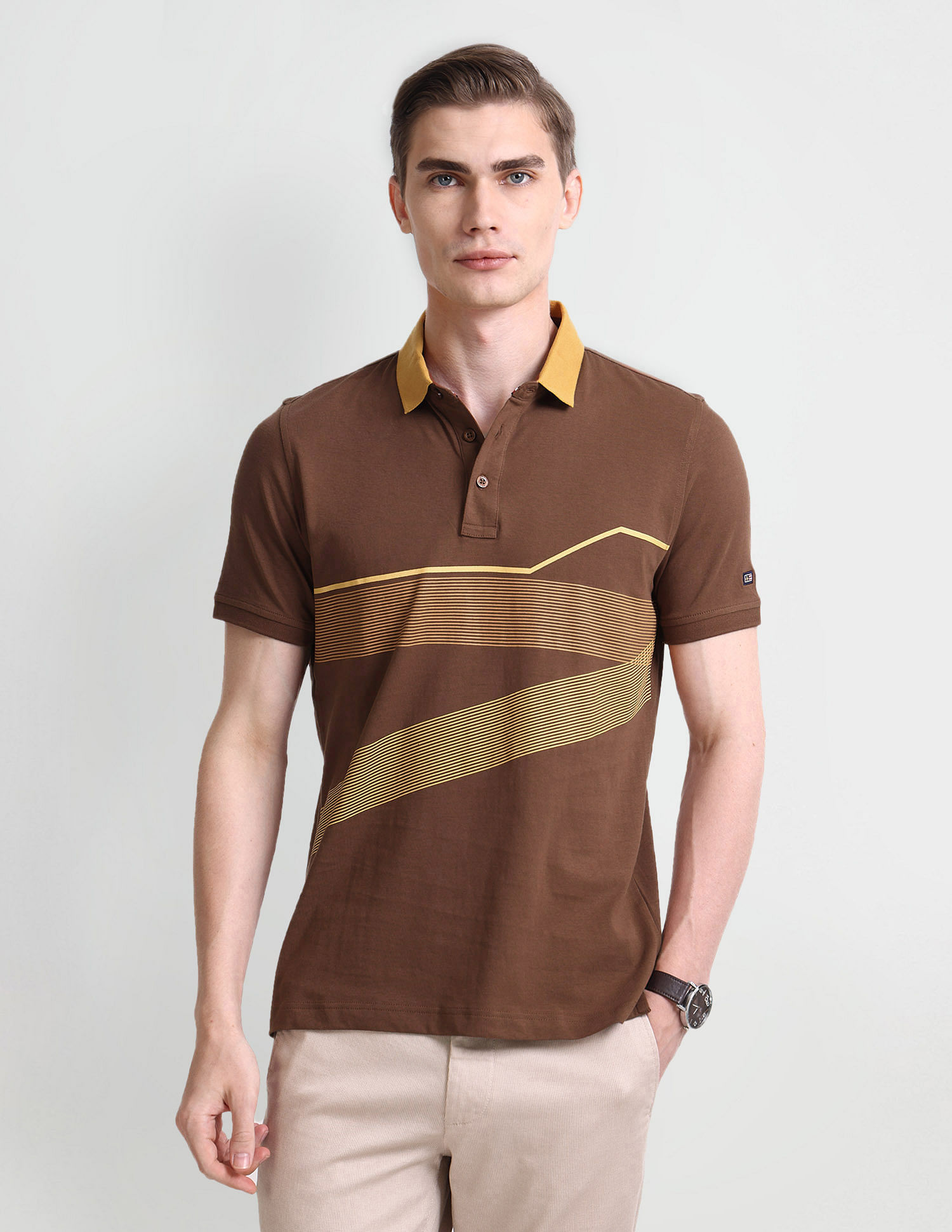 Arrow Sport Graphic Print Cotton Polo Shirt