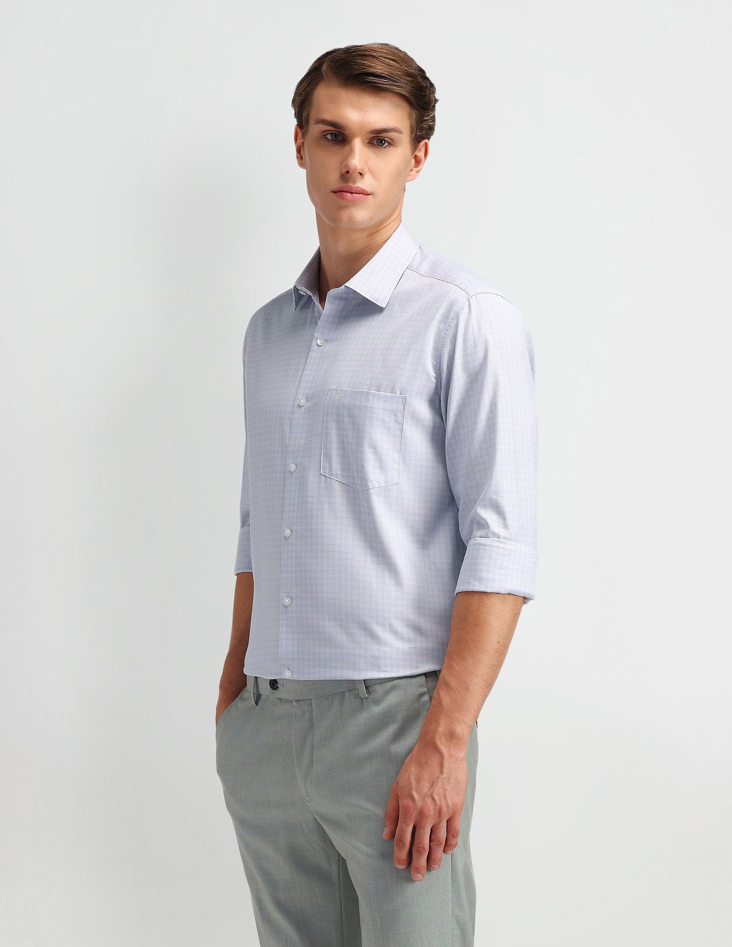 Arrow Manhattan Slim Fit Micro Checked Shirt