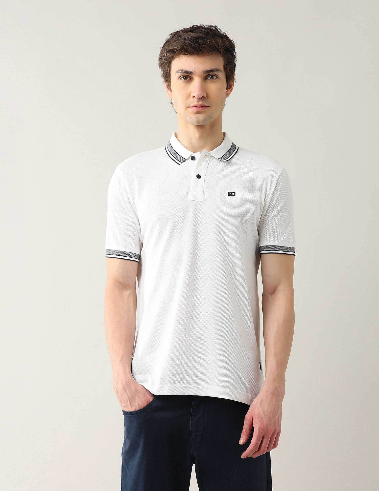 Arrow Sport Solid Pure Cotton 4 In 1 Rugby Polo Shirt