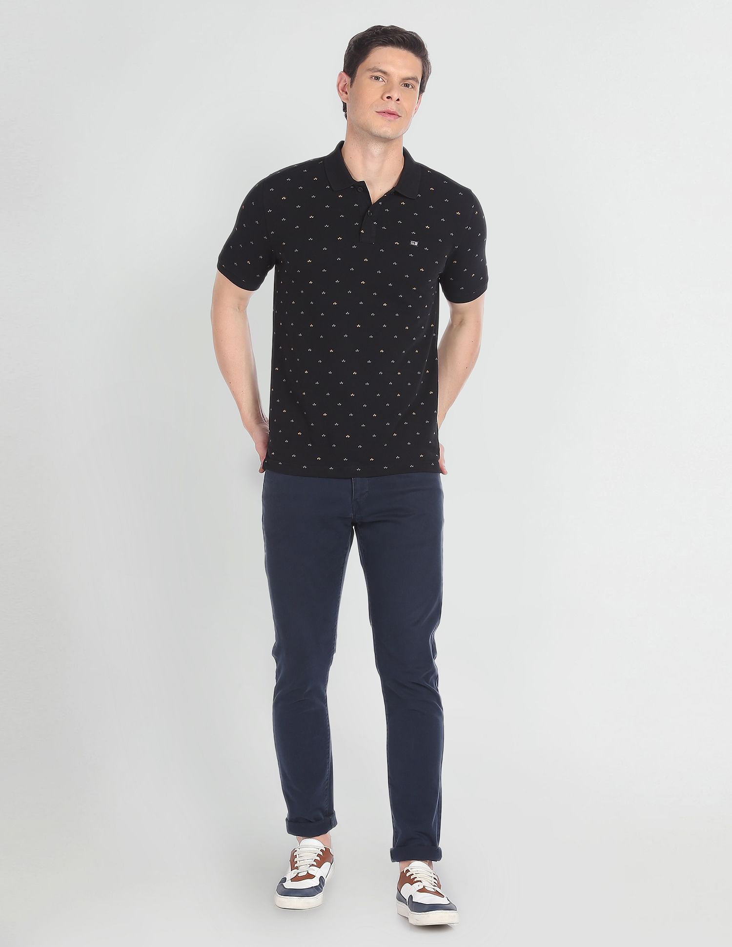 Arrow Sports Compact Cotton Logo Print Polo Shirt