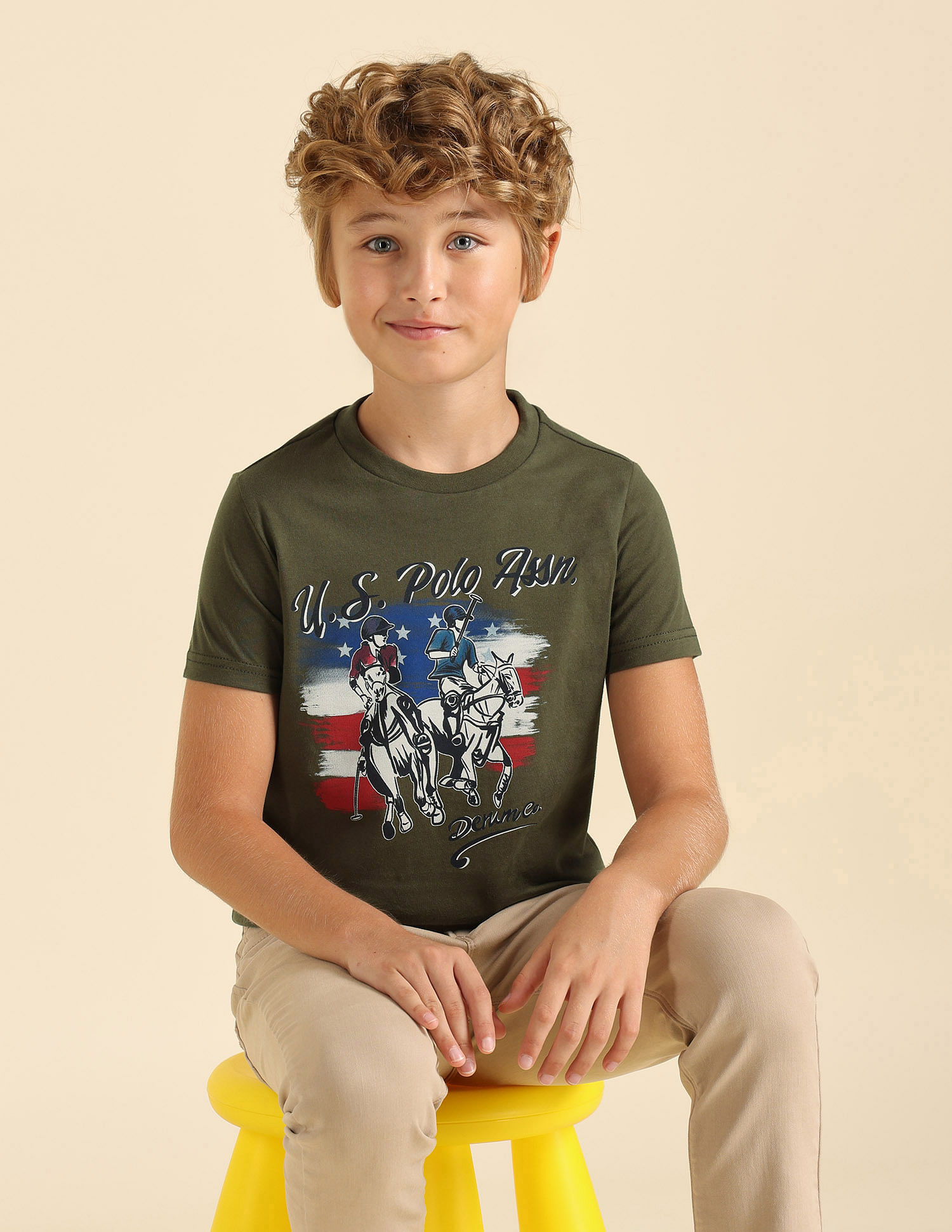 U.S. Polo Assn. Kids Boys Graphic Printed Regular Fit T-Shirt