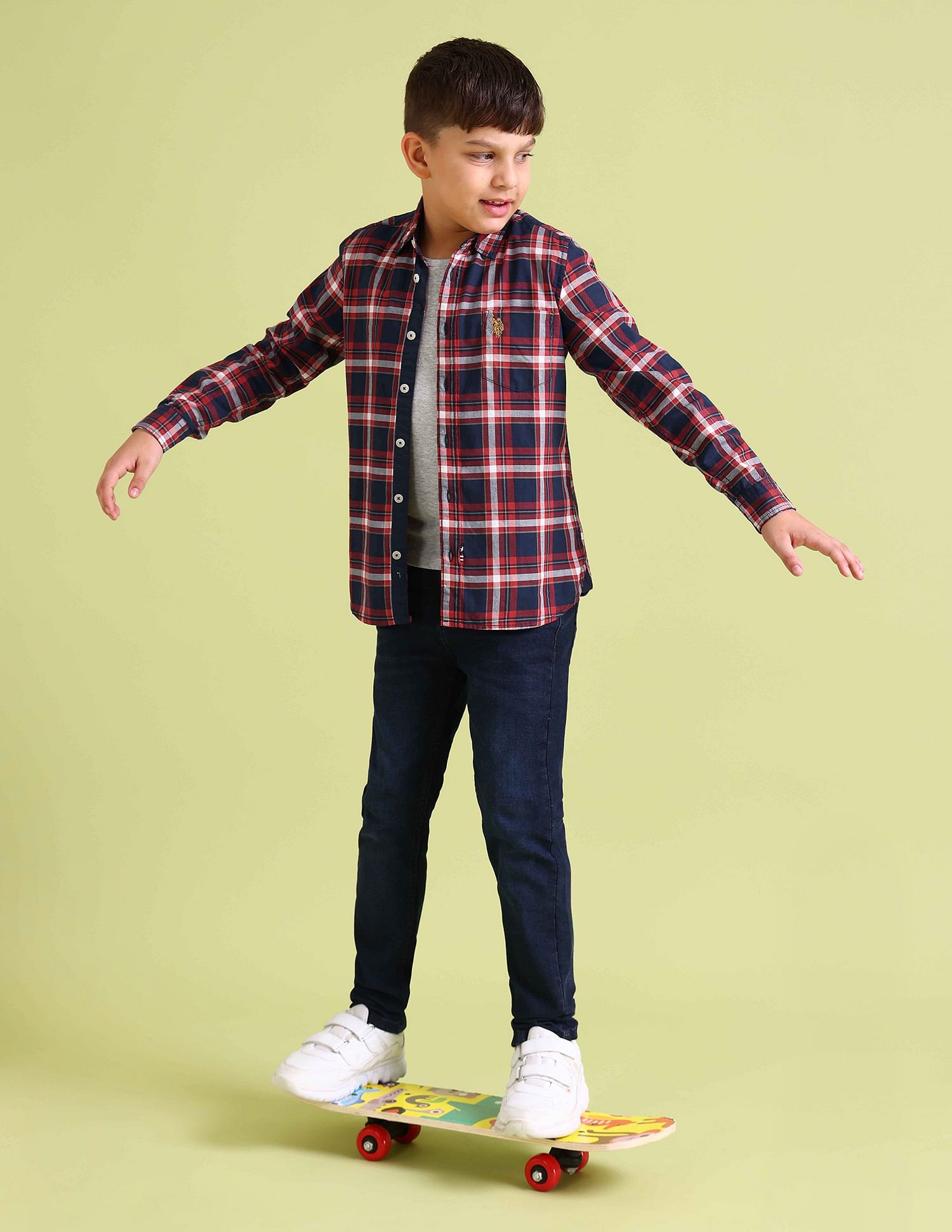 U.S. Polo Assn. Kids Boys Spread Collar Check Shirt