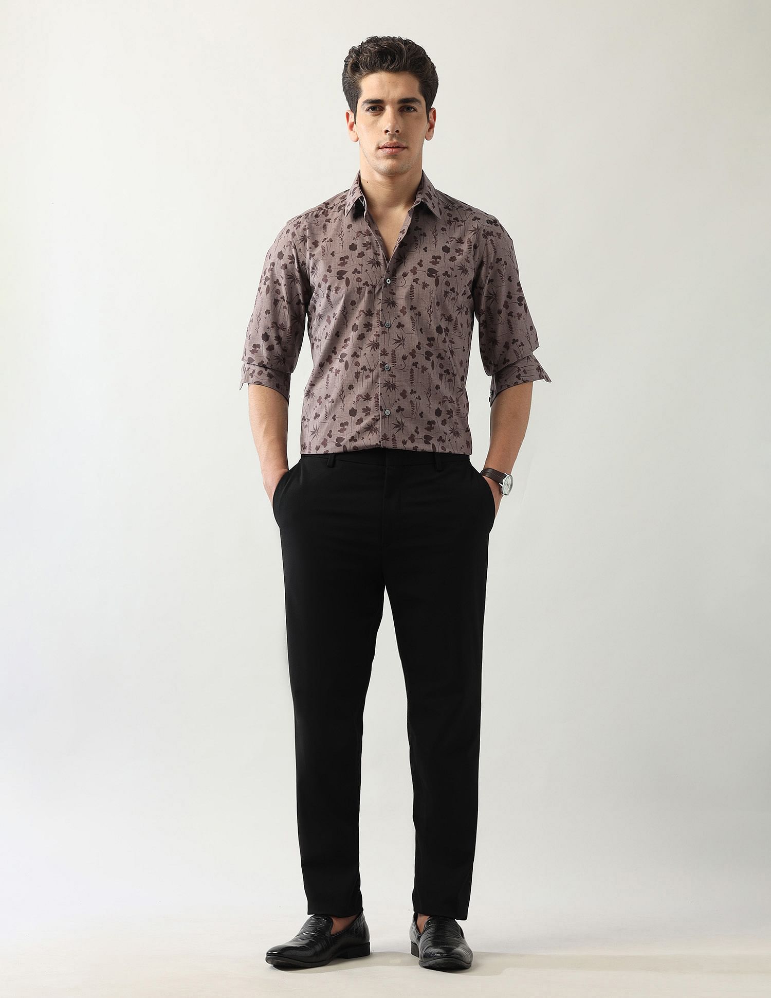 Arrow Newyork Floral Printed Manhattan Slim Fit Shirt