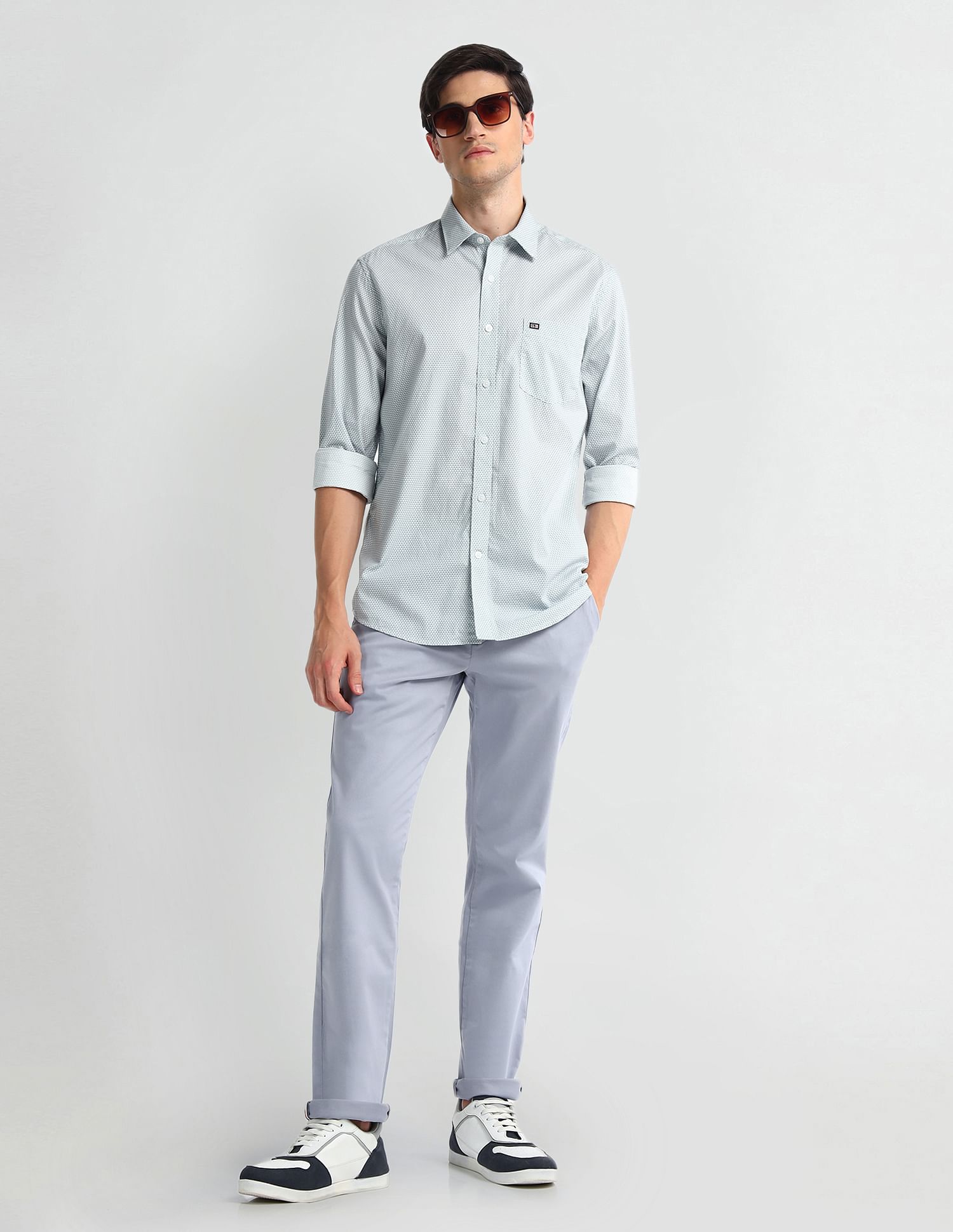 Arrow Sports Geometric Print Cotton Shirt
