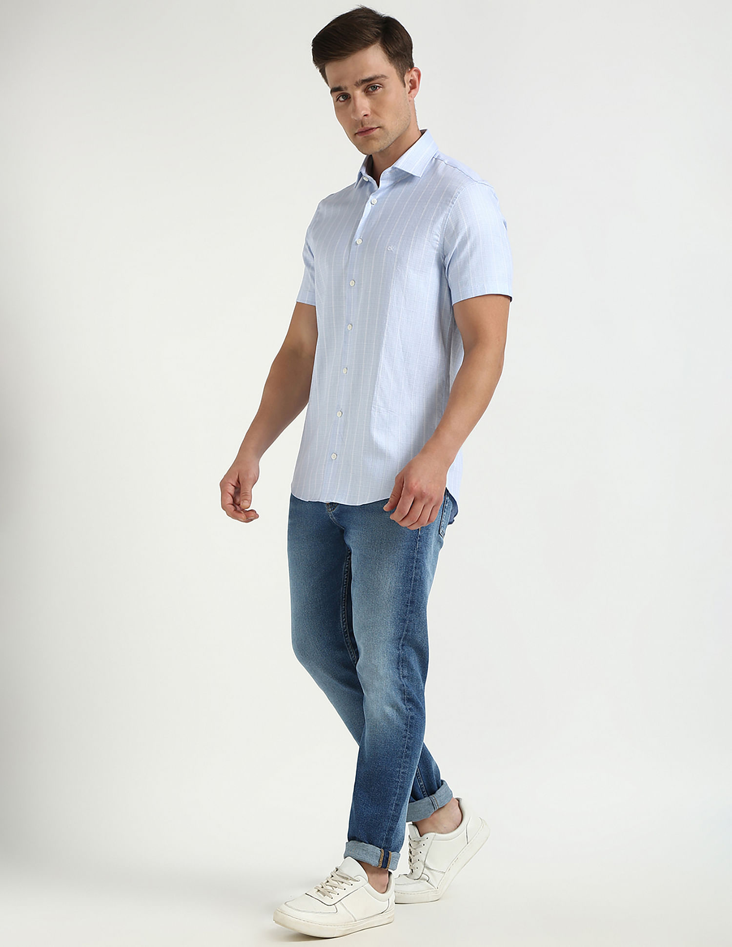 Calvin Klein Jeans Striped Regular-Fit Dobby Woven Shirt