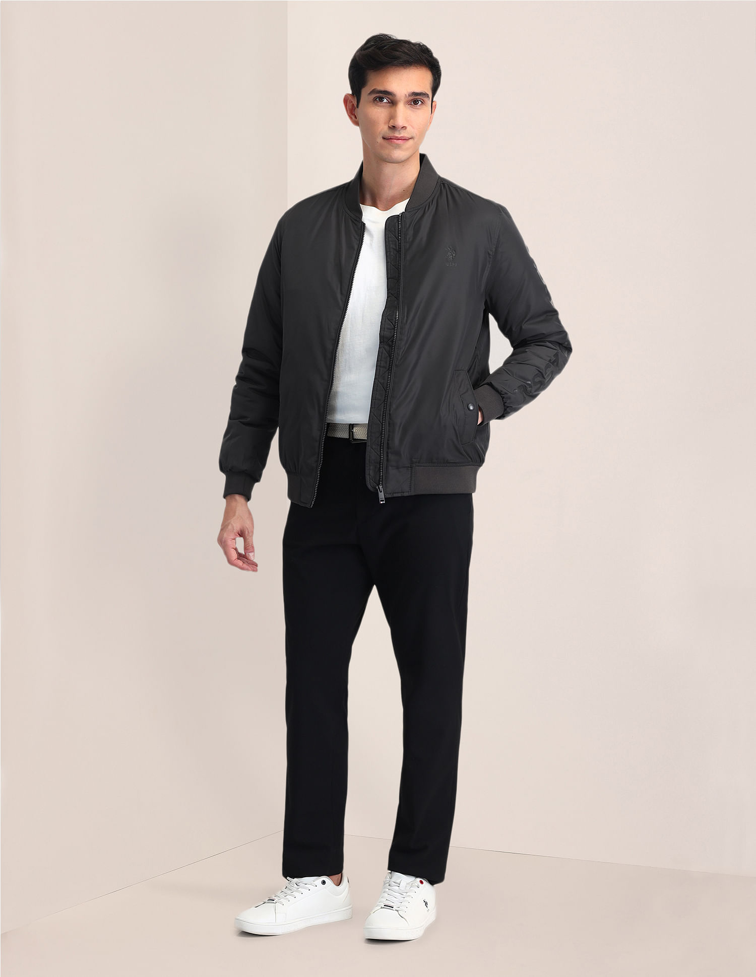 U.S. Polo Assn. Regular Fit Solid Bomber Jacket
