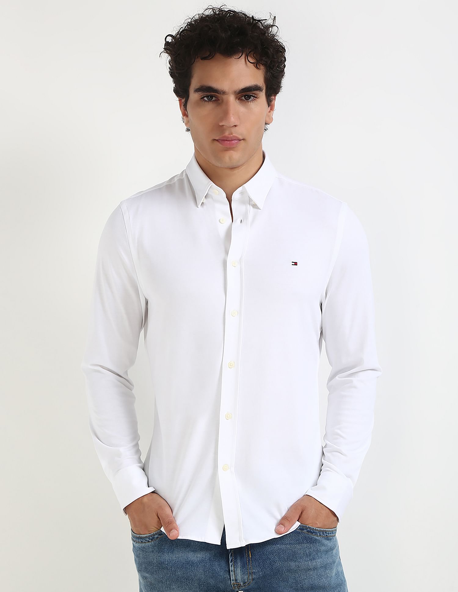 Tommy Hilfiger White Men's Shirt for Crisp Look