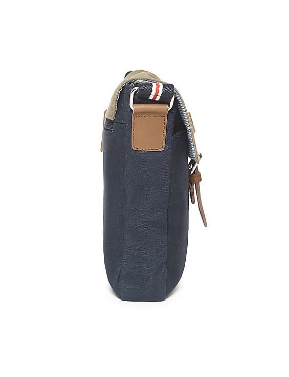U.S. Polo Assn. Blue Colour Block Canvas Sling Bag