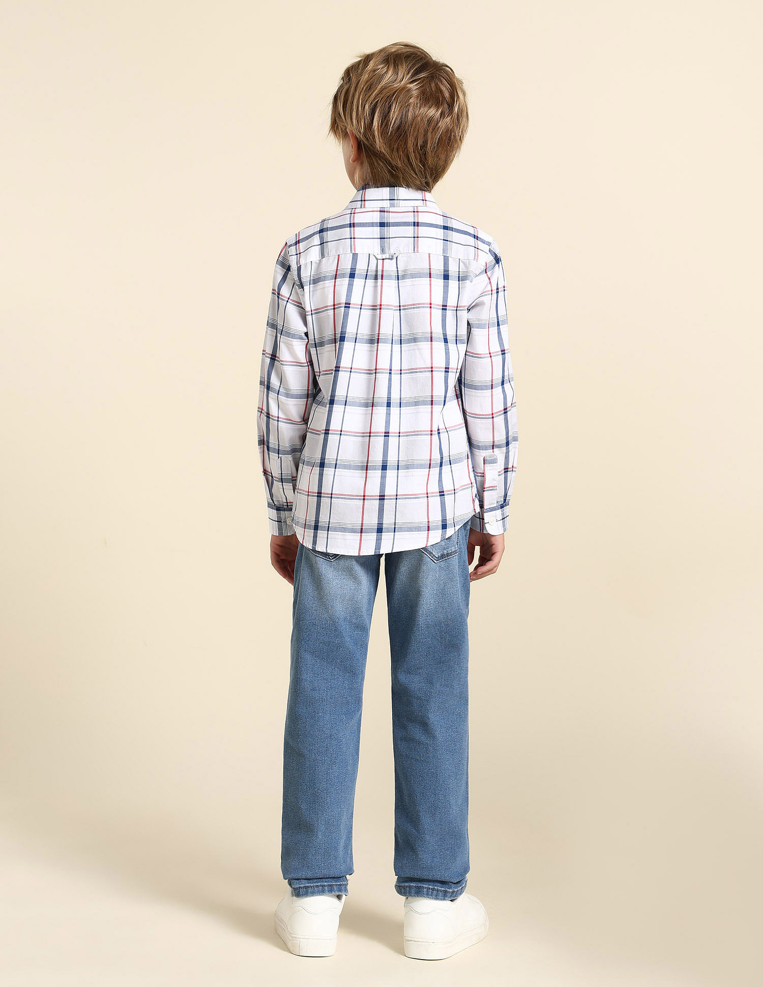 U.S. Polo Assn. Kids Boys Grid Tattersall Checked Regular Fit Shirt