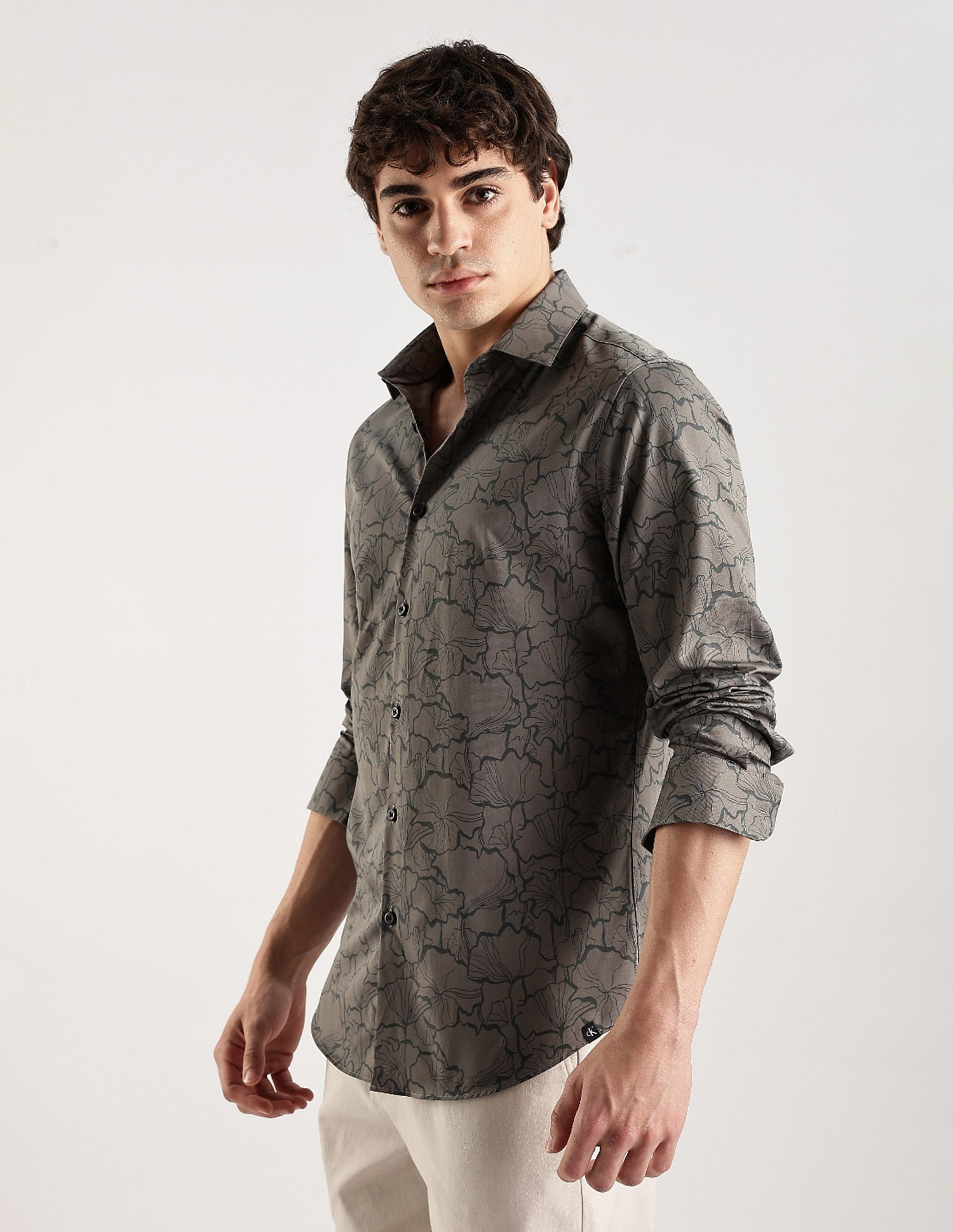 Calvin Klein Jeans Floral Slim Fit Poplin Woven Shirt
