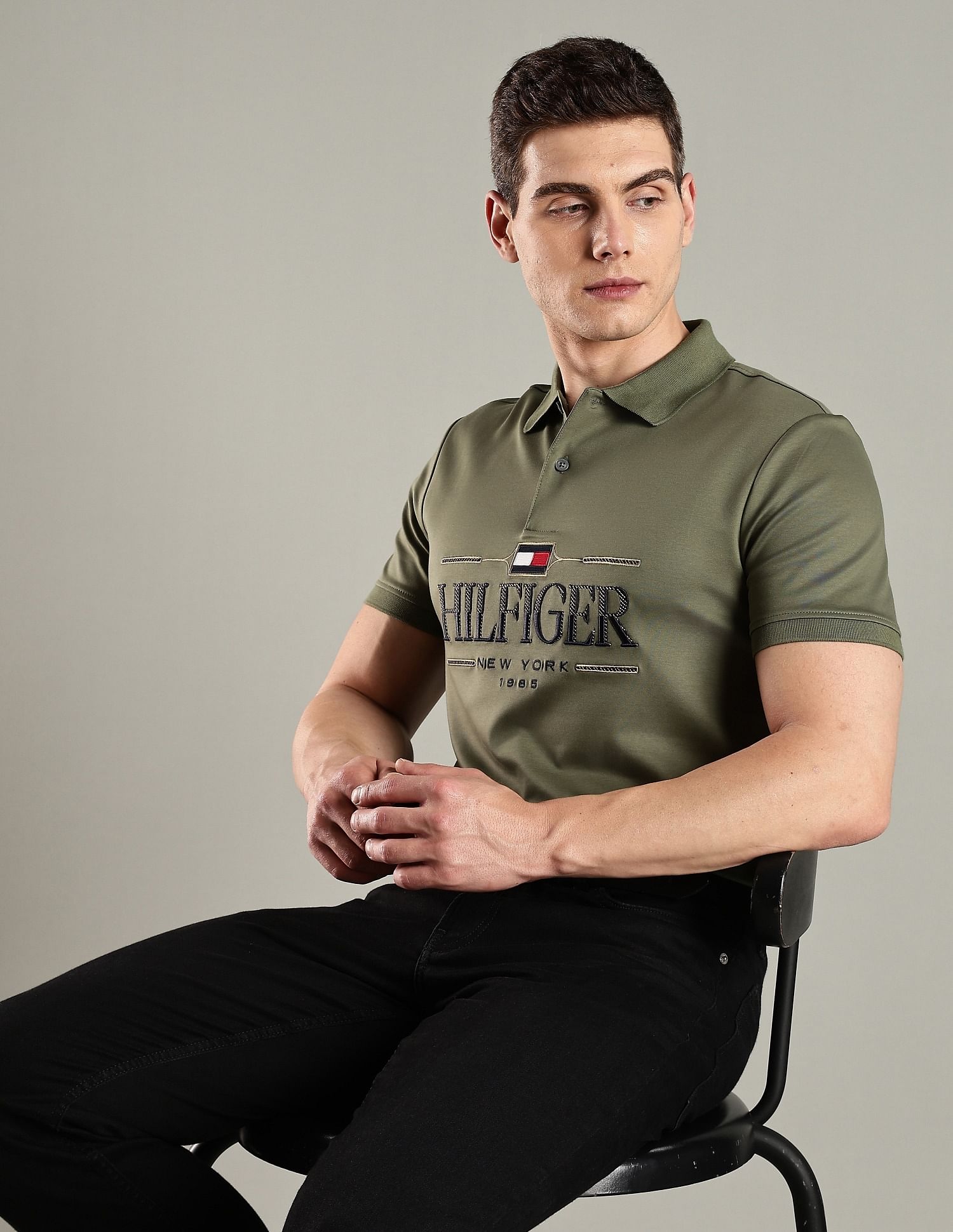 Tommy Hilfiger Embroidered Logo Regular Fit Cotton Polo T-Shirt