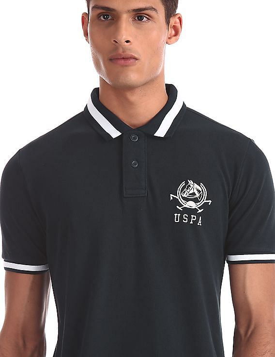 U.S. Polo Assn. Blue Cotton Pique Polo Shirt