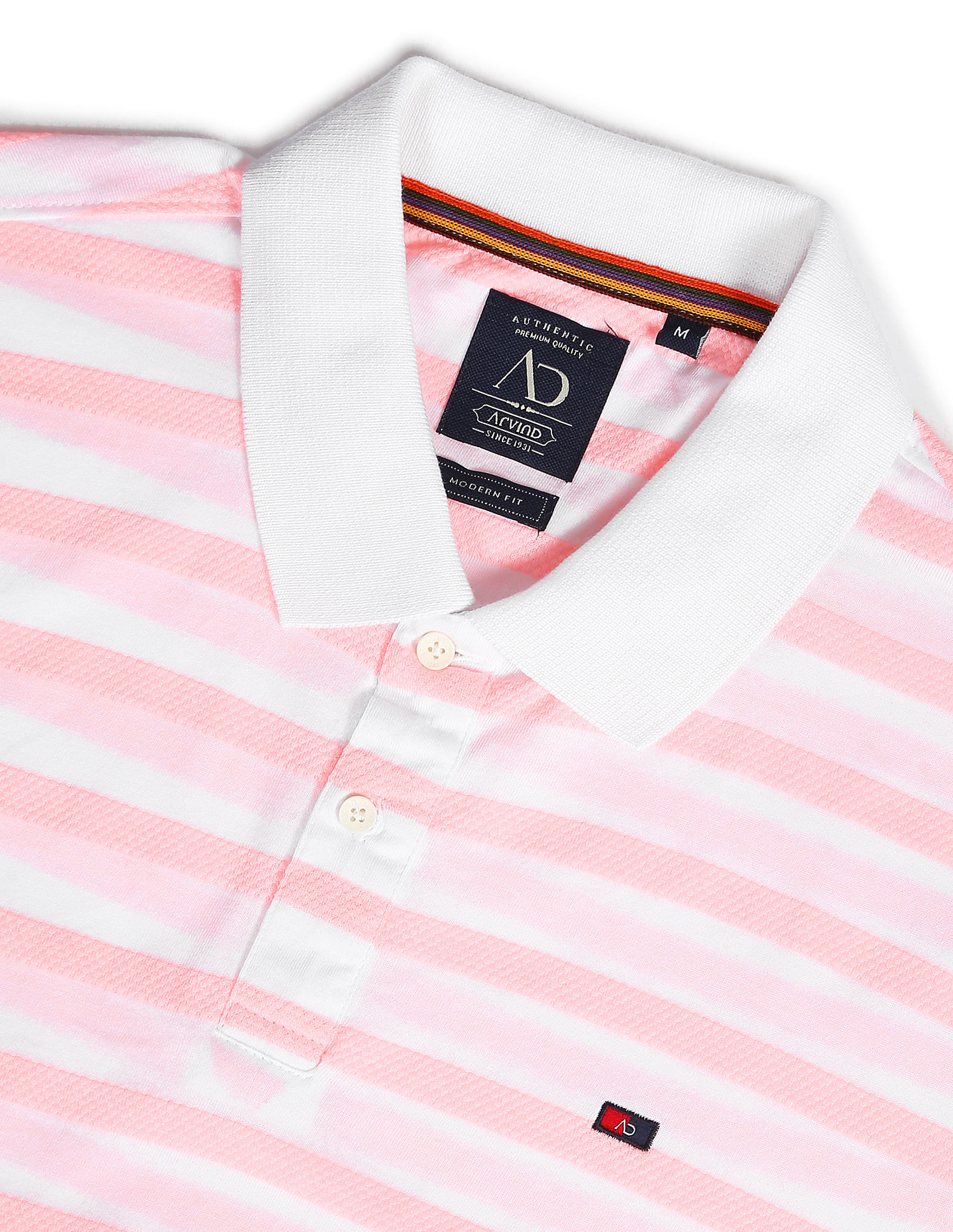 AD by Arvind Cotton Horizontal Stripe Polo Shirt