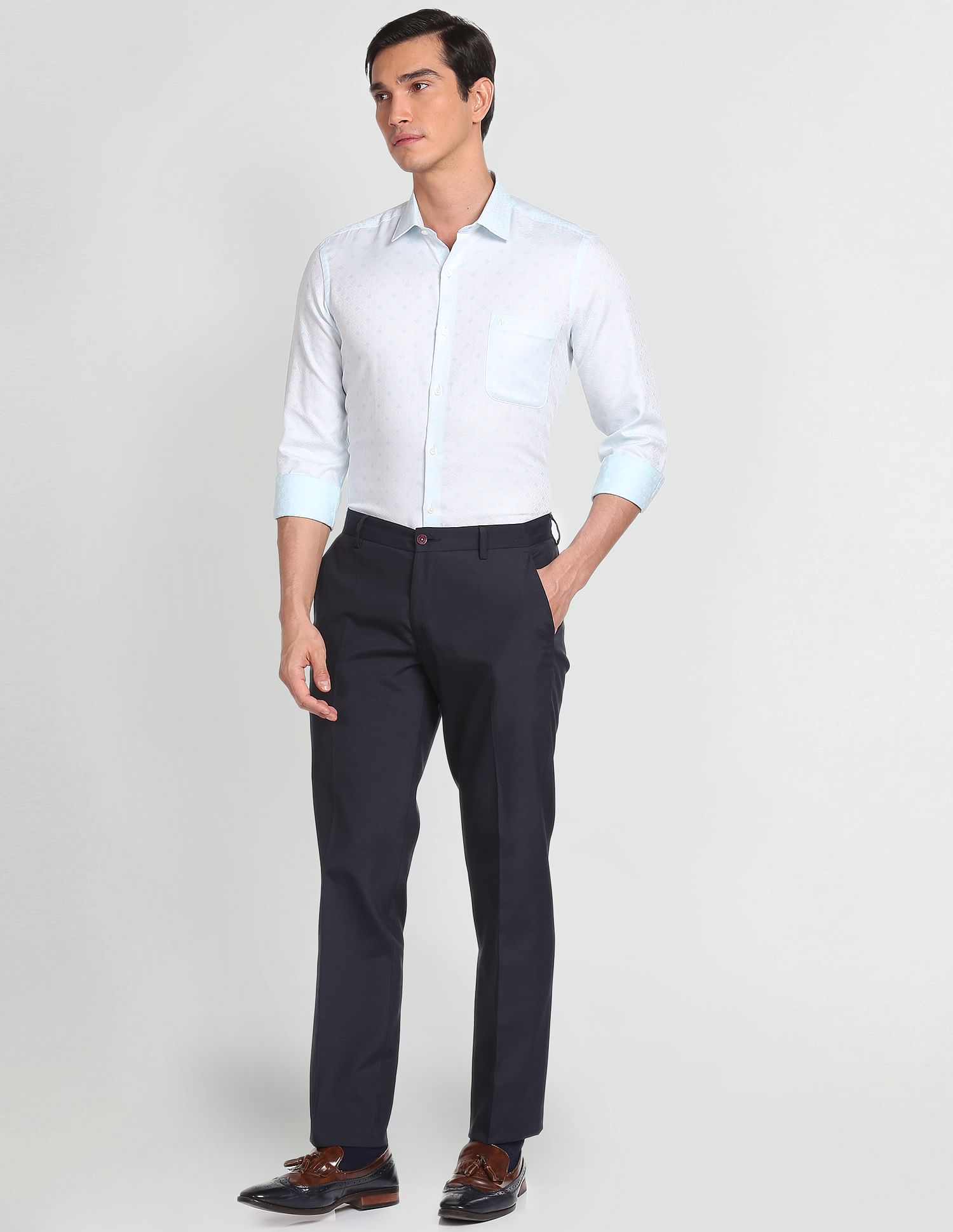 Arrow Self Design Manhattan Slim Fit Shirt