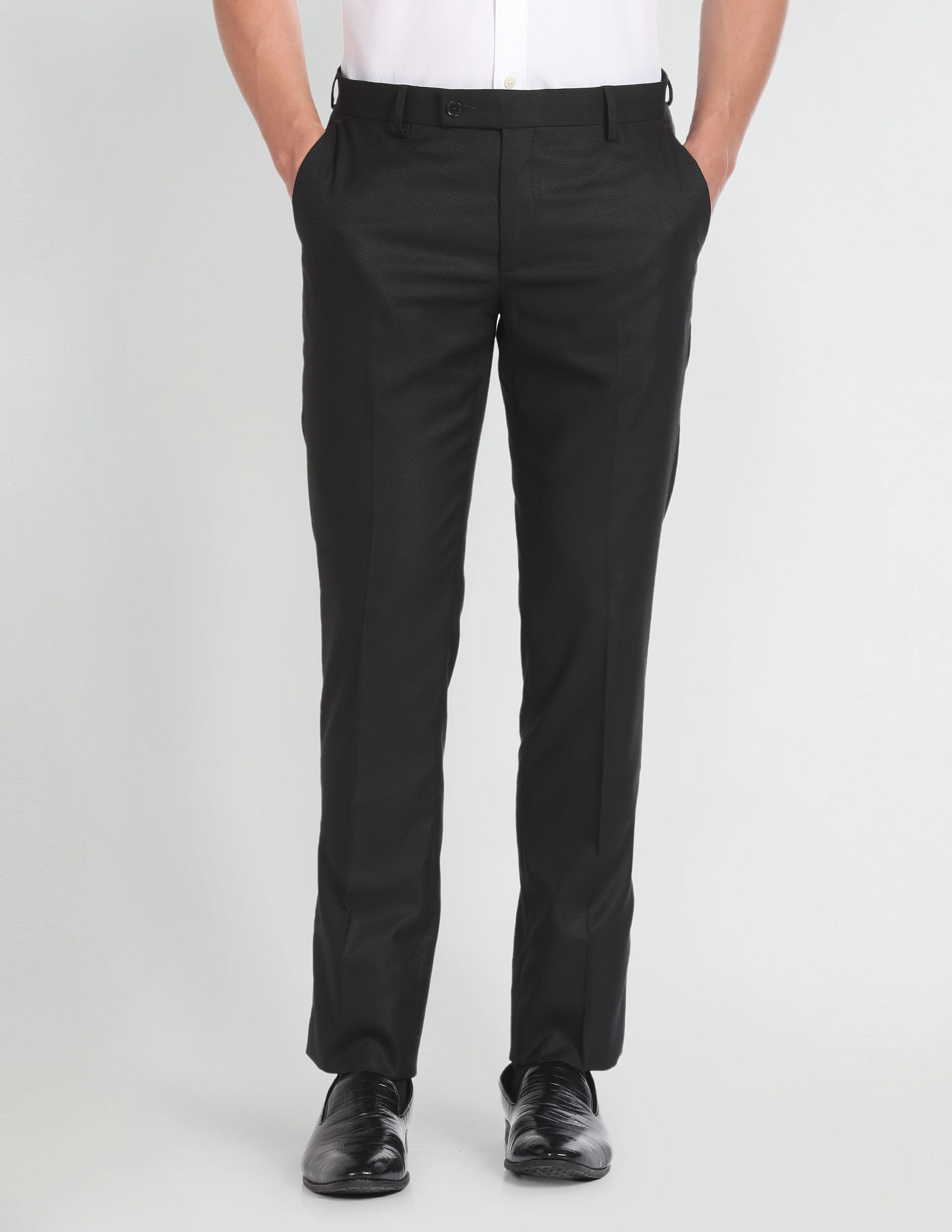 Arrow Newyork Geometric Weave Formal Trousers
