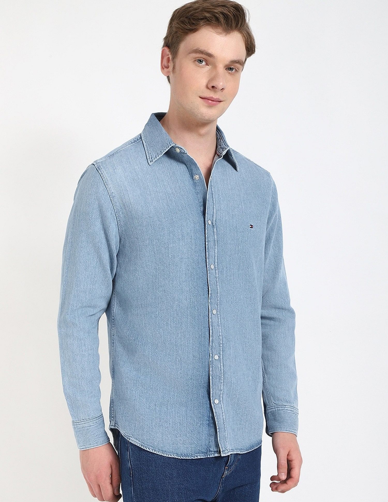 Tommy Hilfiger Solid Regular-Fit Cotton Shirt